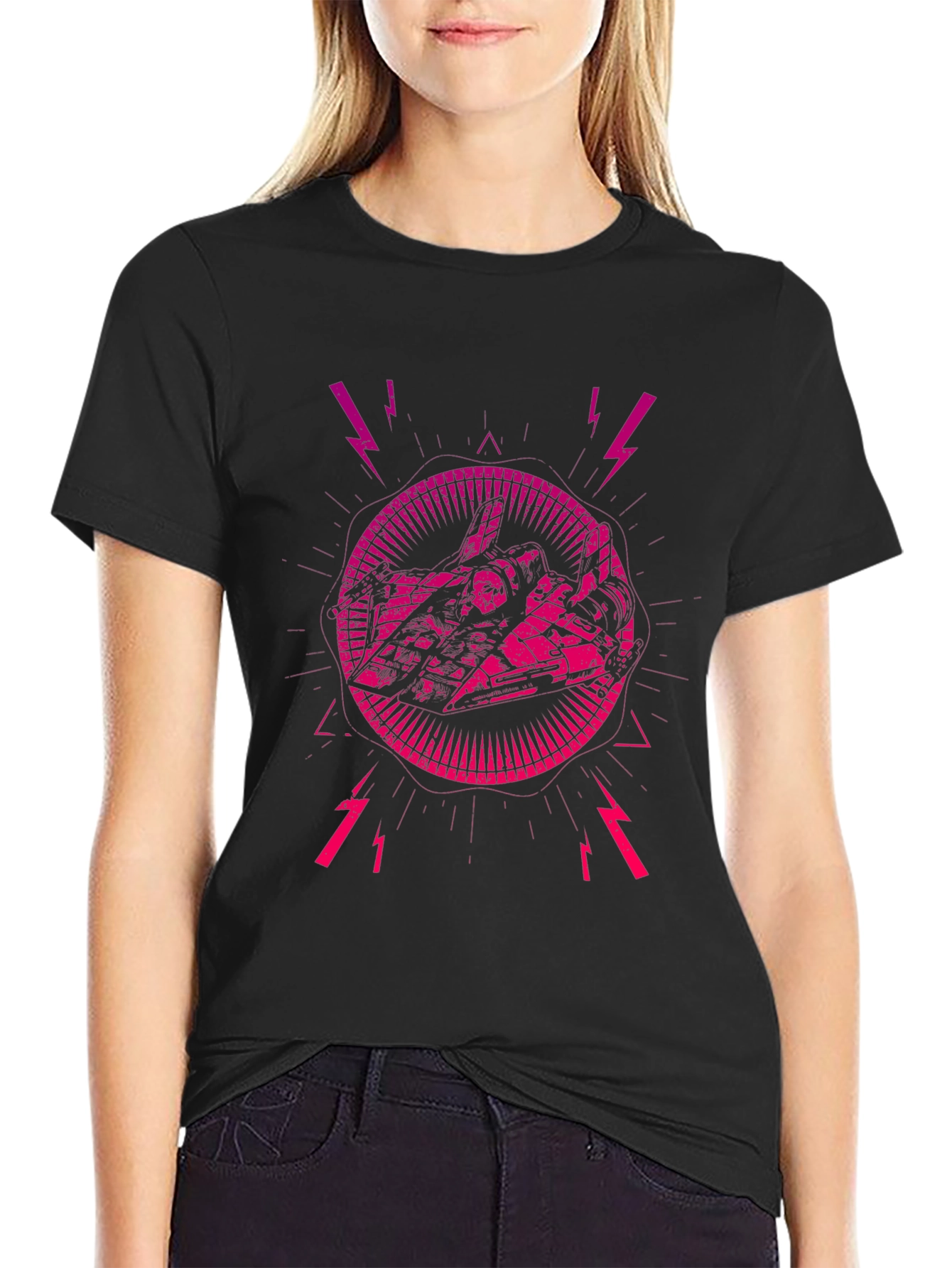 Edgy Graphic Tee: Sci-Fi Lightning Strike Design