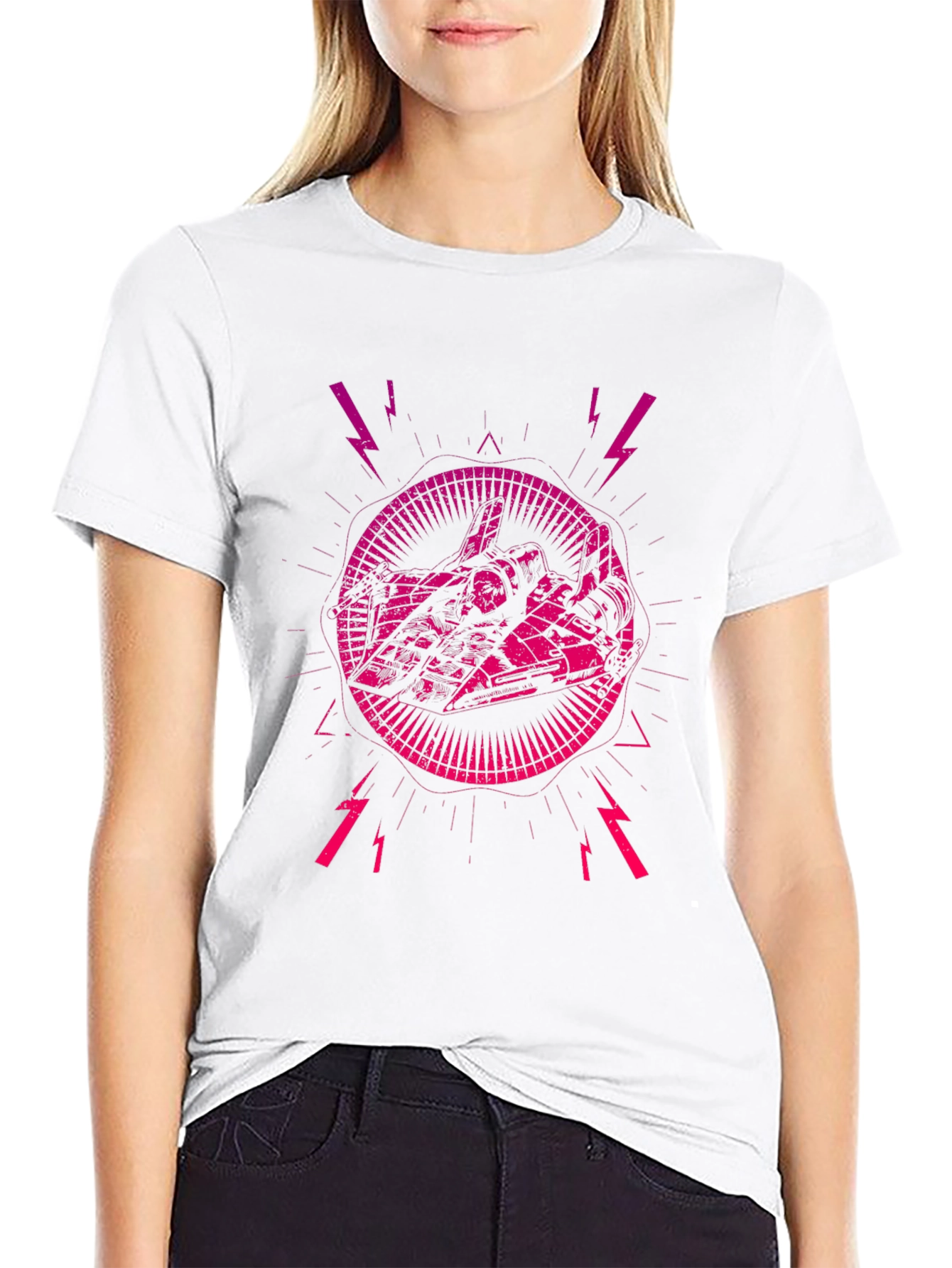 Edgy Graphic Tee: Sci-Fi Lightning Strike Design