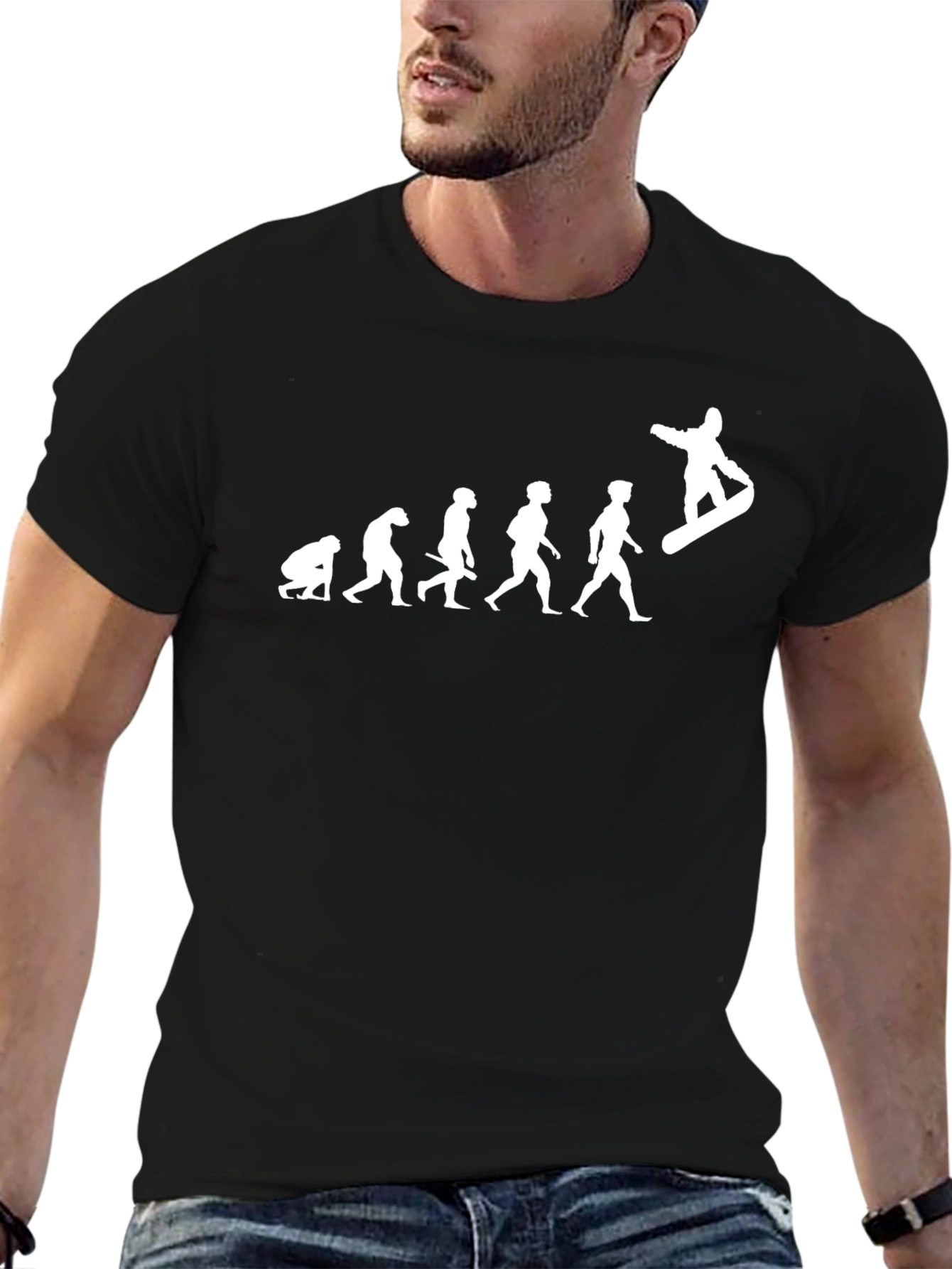 Evolution of Snowboarding Black T-Shirt