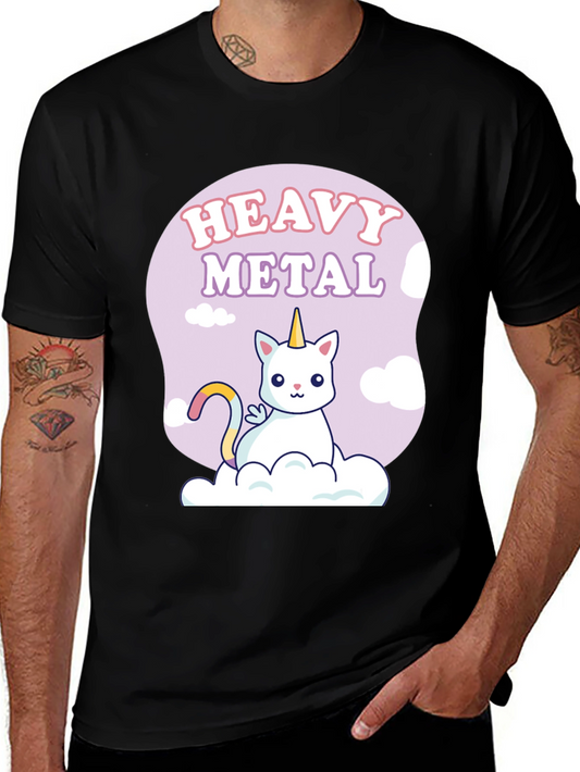 Heavy Metal Unicorn Cat Graphic T-Shirt