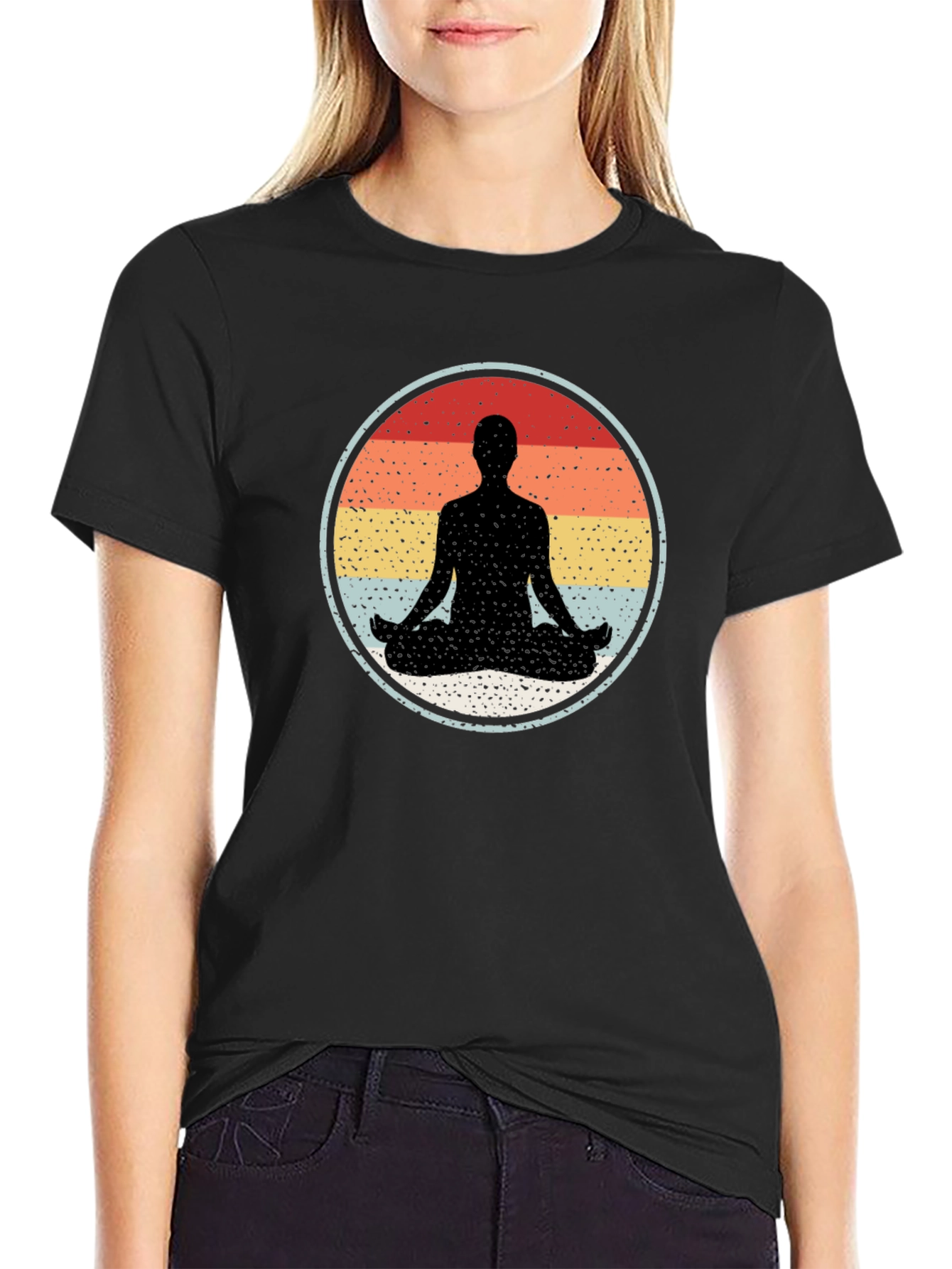 Zen Meditation Graphic T-Shirt - Black