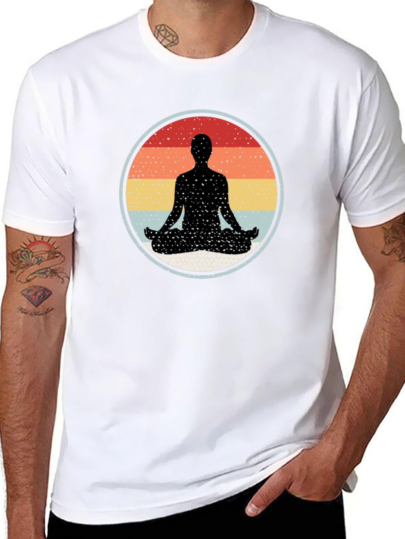 Zen Meditation Graphic T-Shirt - Black