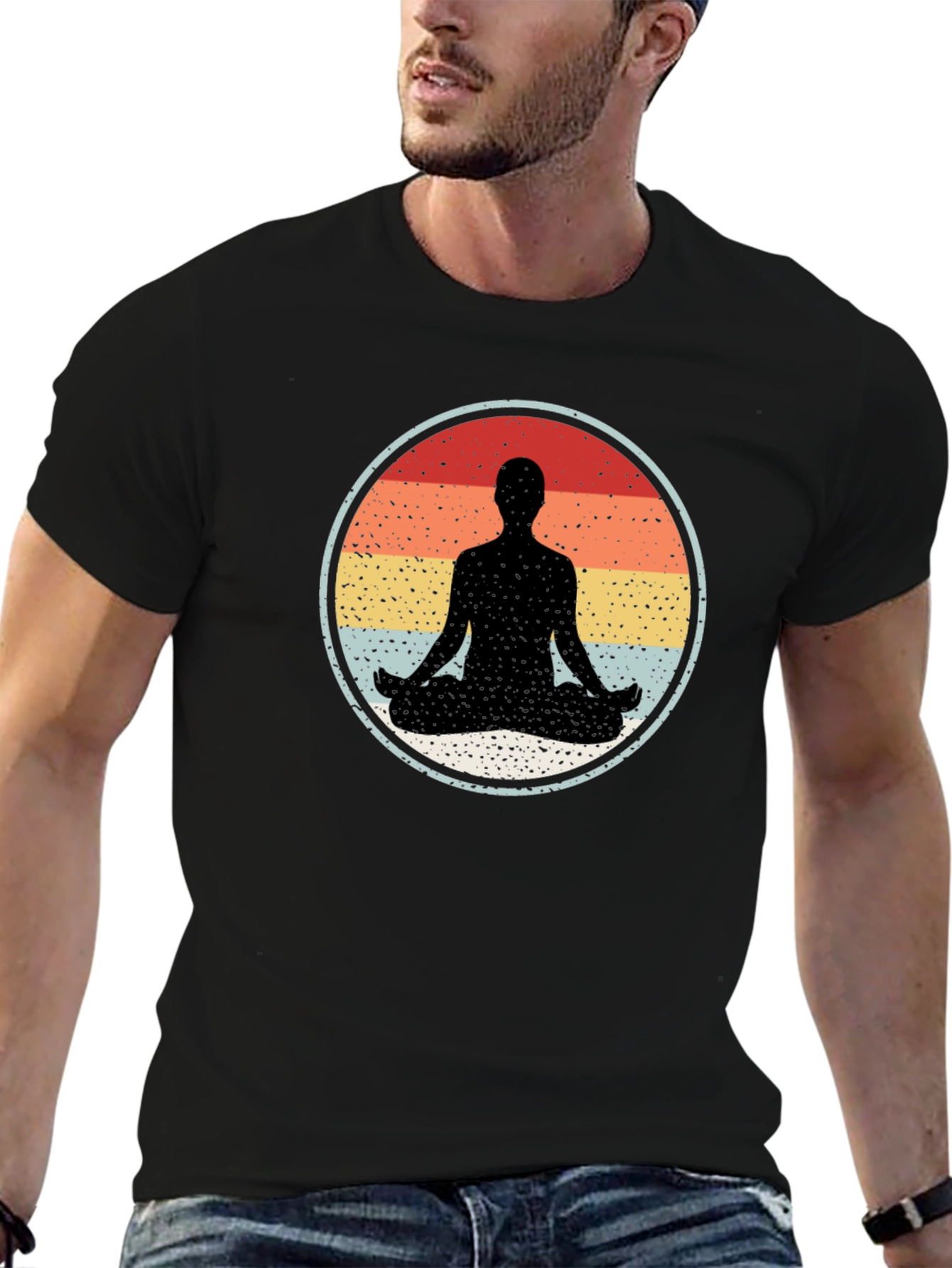Zen Meditation Graphic T-Shirt - Black