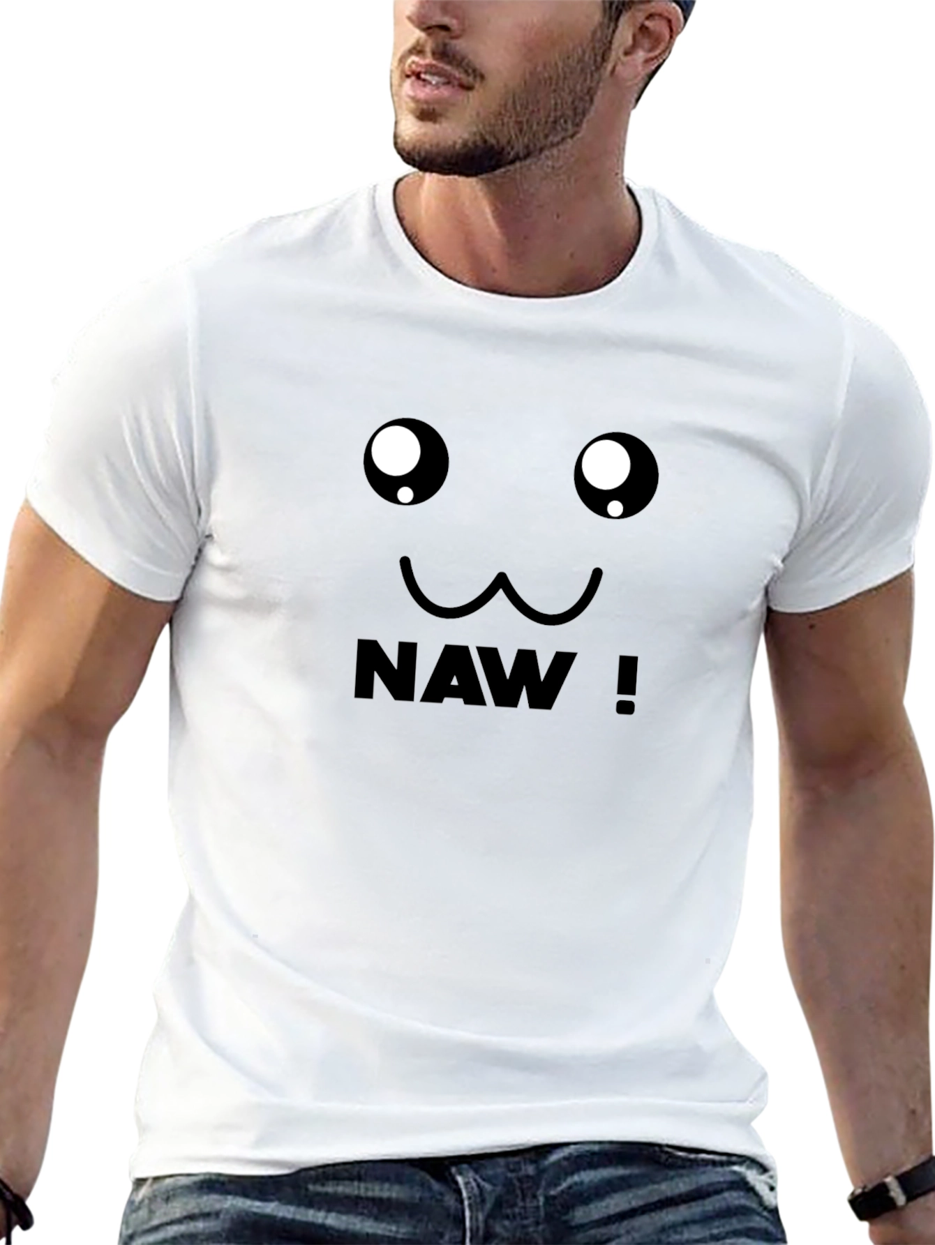 Naw! Kawaii Face Black T-Shirt - Cute Anime Style