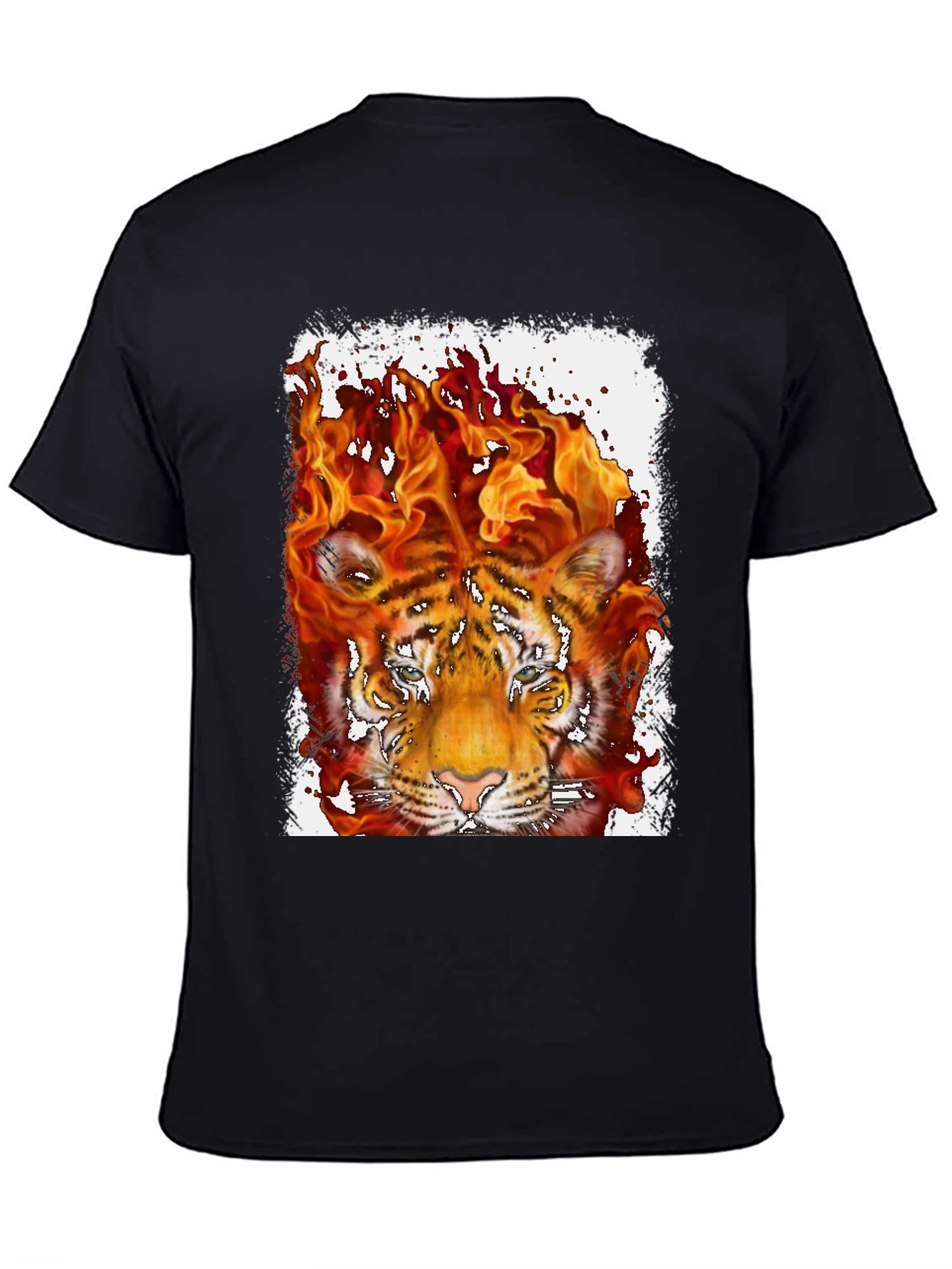 Fiery Tiger Graphic Tee - Bold Black T-Shirt
