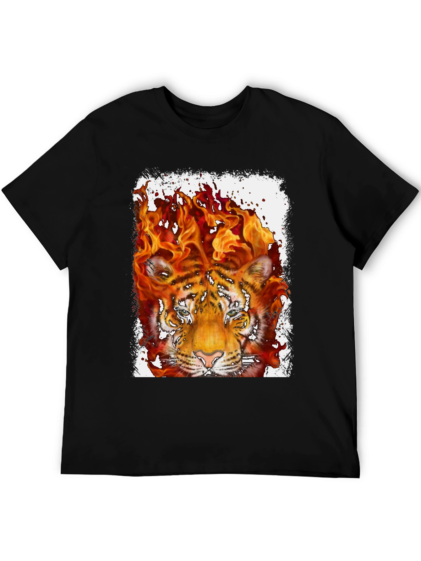 Fiery Tiger Graphic Tee - Bold Black T-Shirt