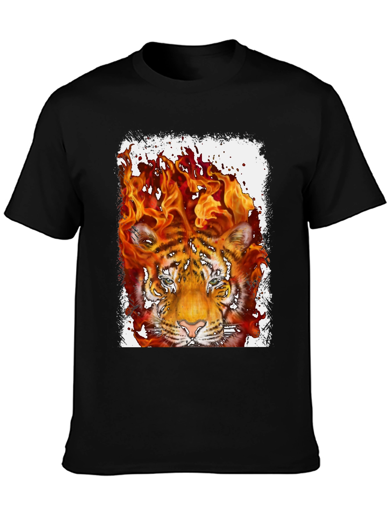 Fiery Tiger Graphic Tee - Bold Black T-Shirt