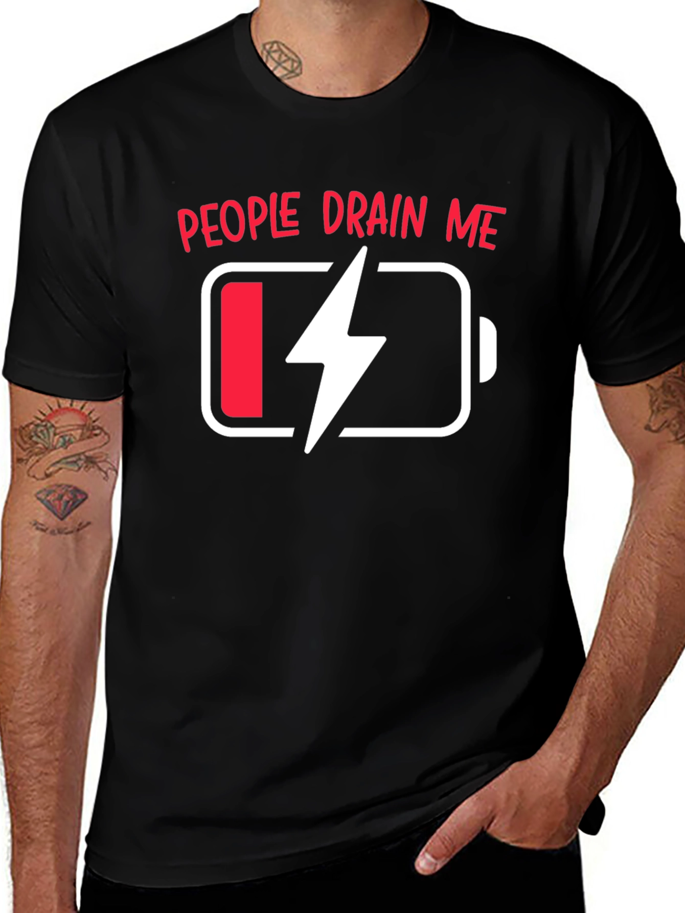 People Drain Me Funny Battery T-Shirt