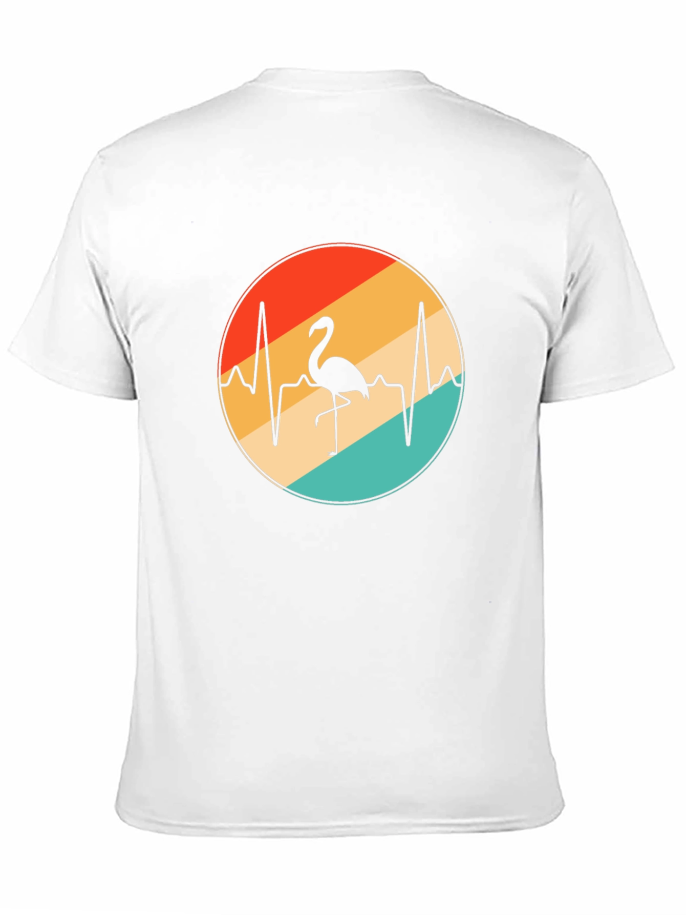 Flamingo Heartbeat Retro Graphic Tee - Black