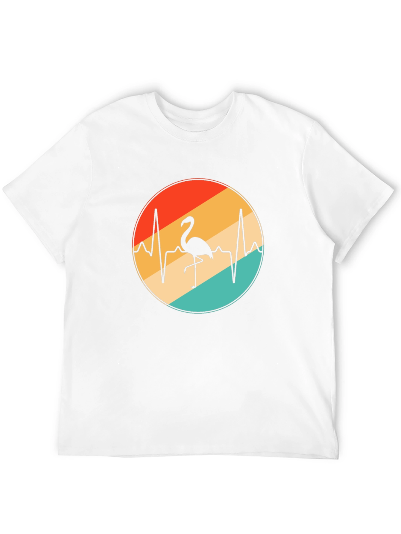 Flamingo Heartbeat Retro Graphic Tee - Black