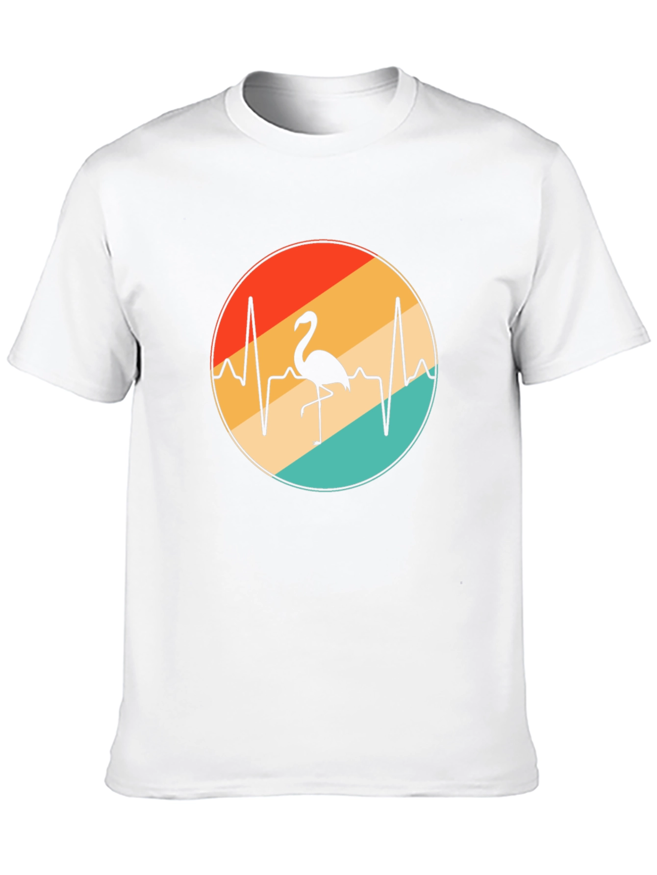 Flamingo Heartbeat Retro Graphic Tee - Black