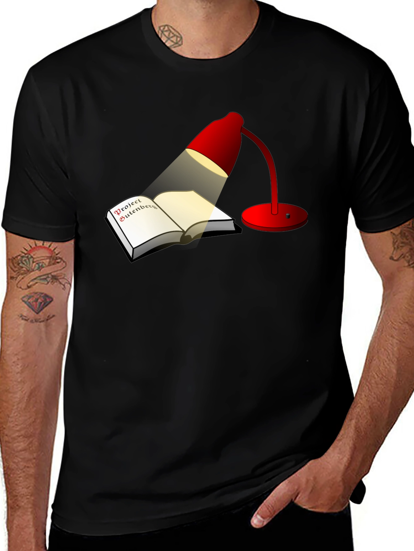 Project Gutenberg Red Lamp Black Tee