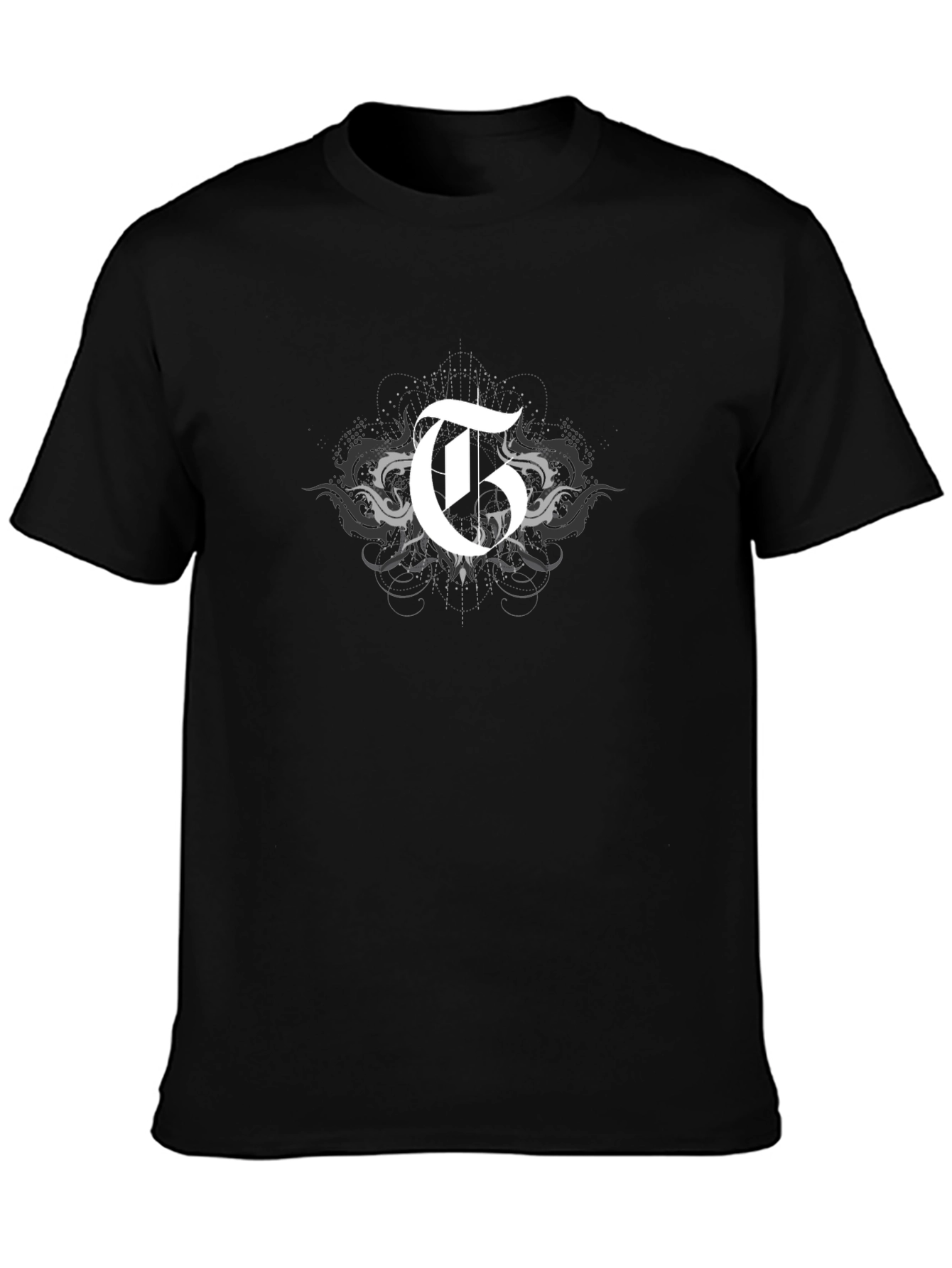 Black T-Shirt with Gothic Initial G Design