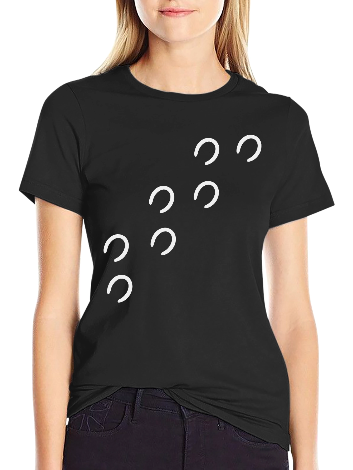 Modern Horseshoe Print Black T-Shirt