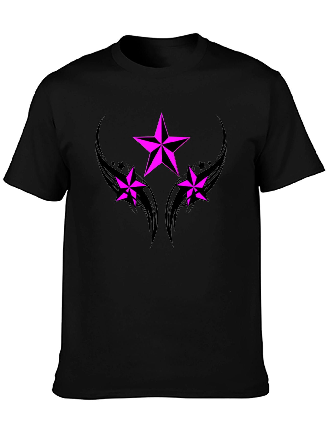 Black T-Shirt with Pink Star Graphic