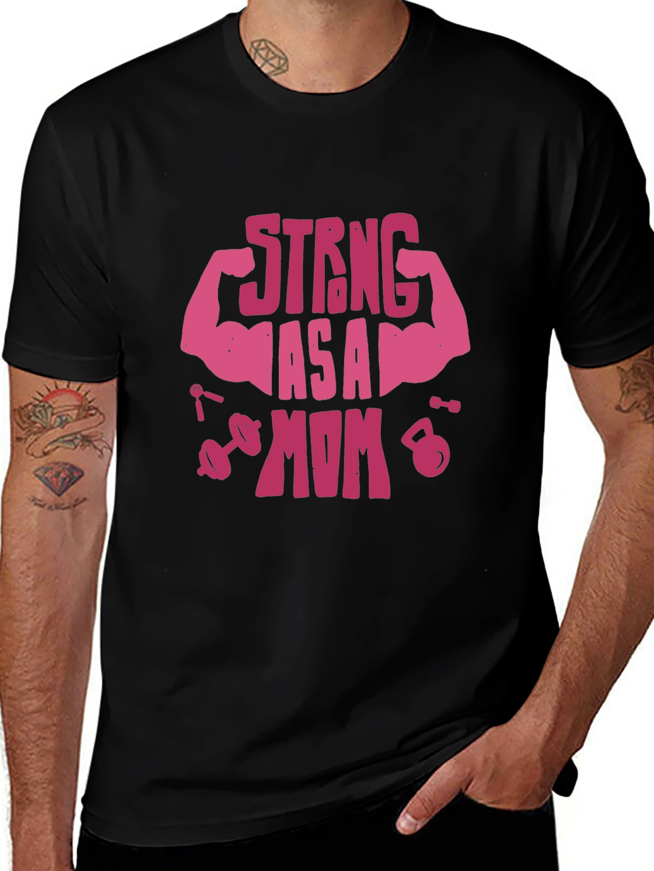 Strong As A Mom Graphic Tee - Black
