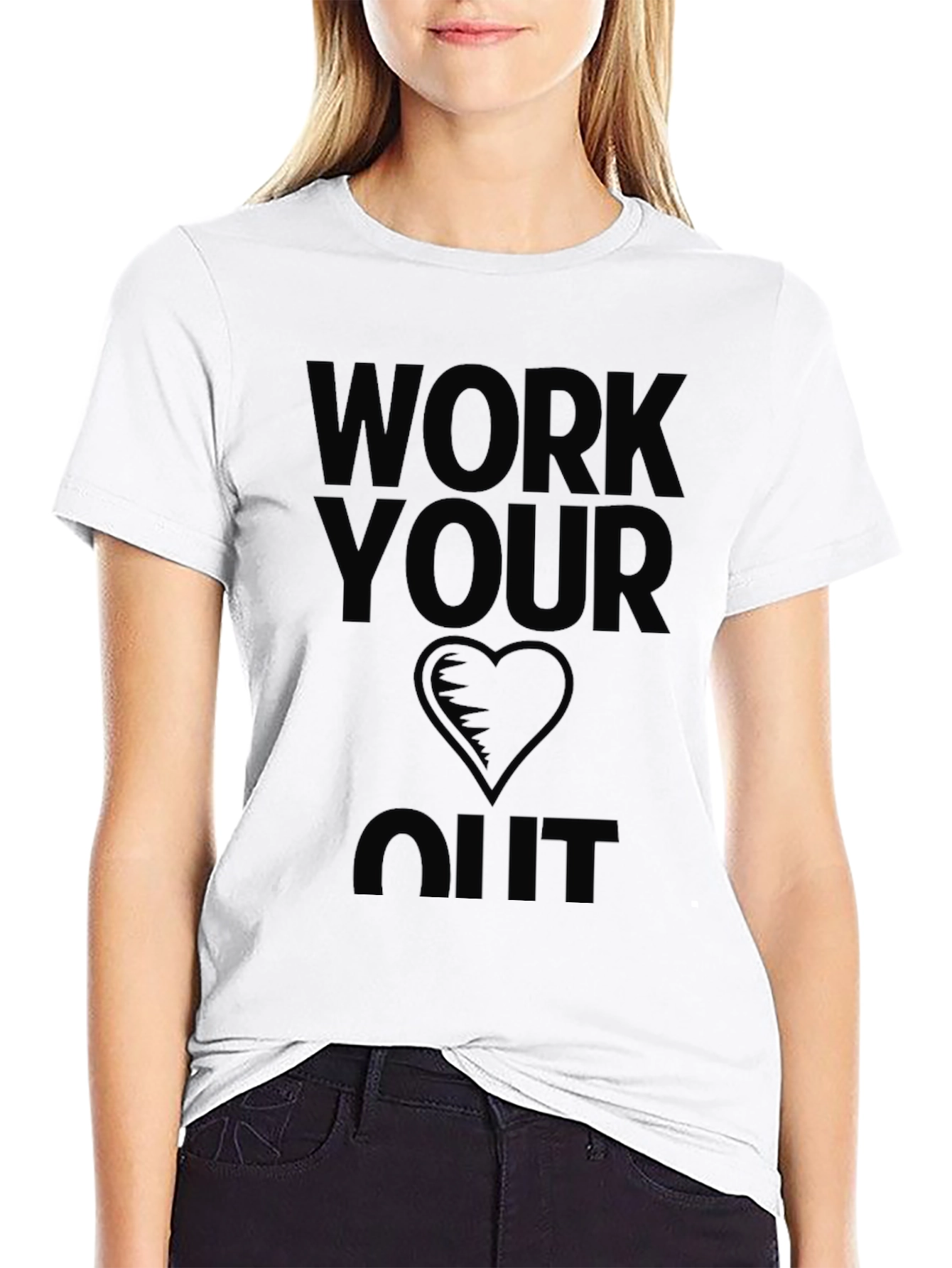 Work Your Heart Out Black Graphic T-Shirt
