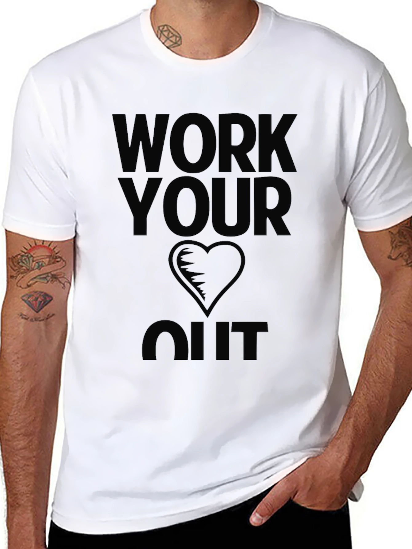 Work Your Heart Out Black Graphic T-Shirt