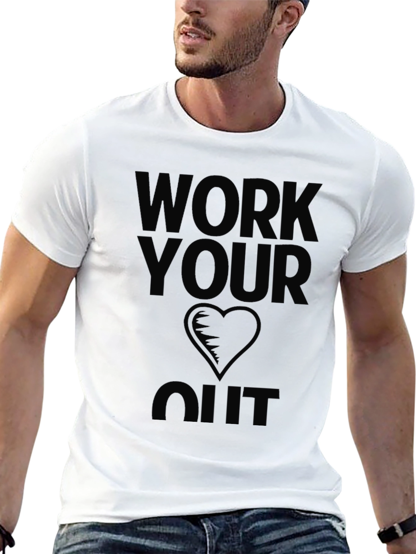 Work Your Heart Out Black Graphic T-Shirt