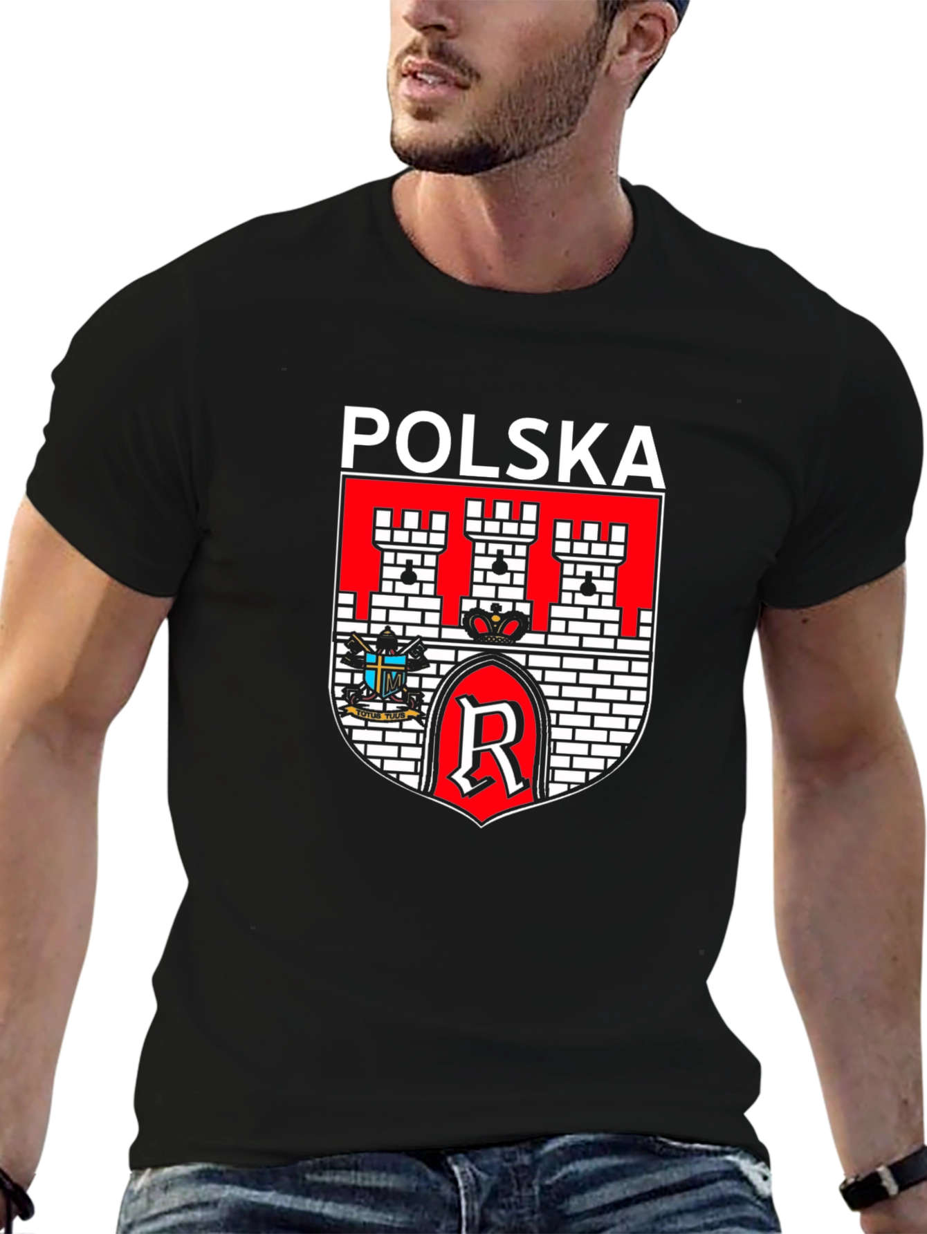 Polska Coat of Arms Graphic T-Shirt - Black