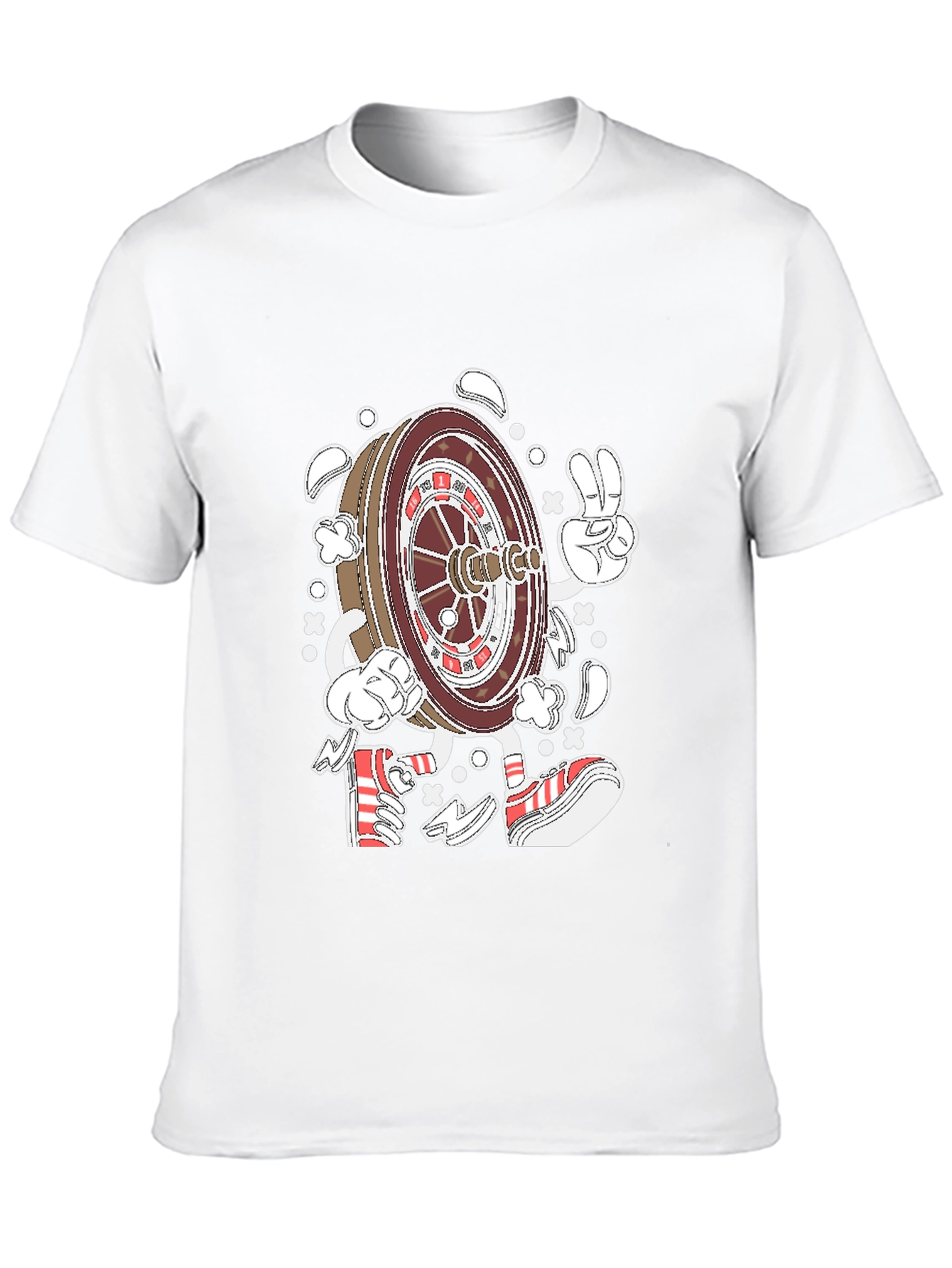 Roulette Wheel Character Graphic Tee - Black Cotton