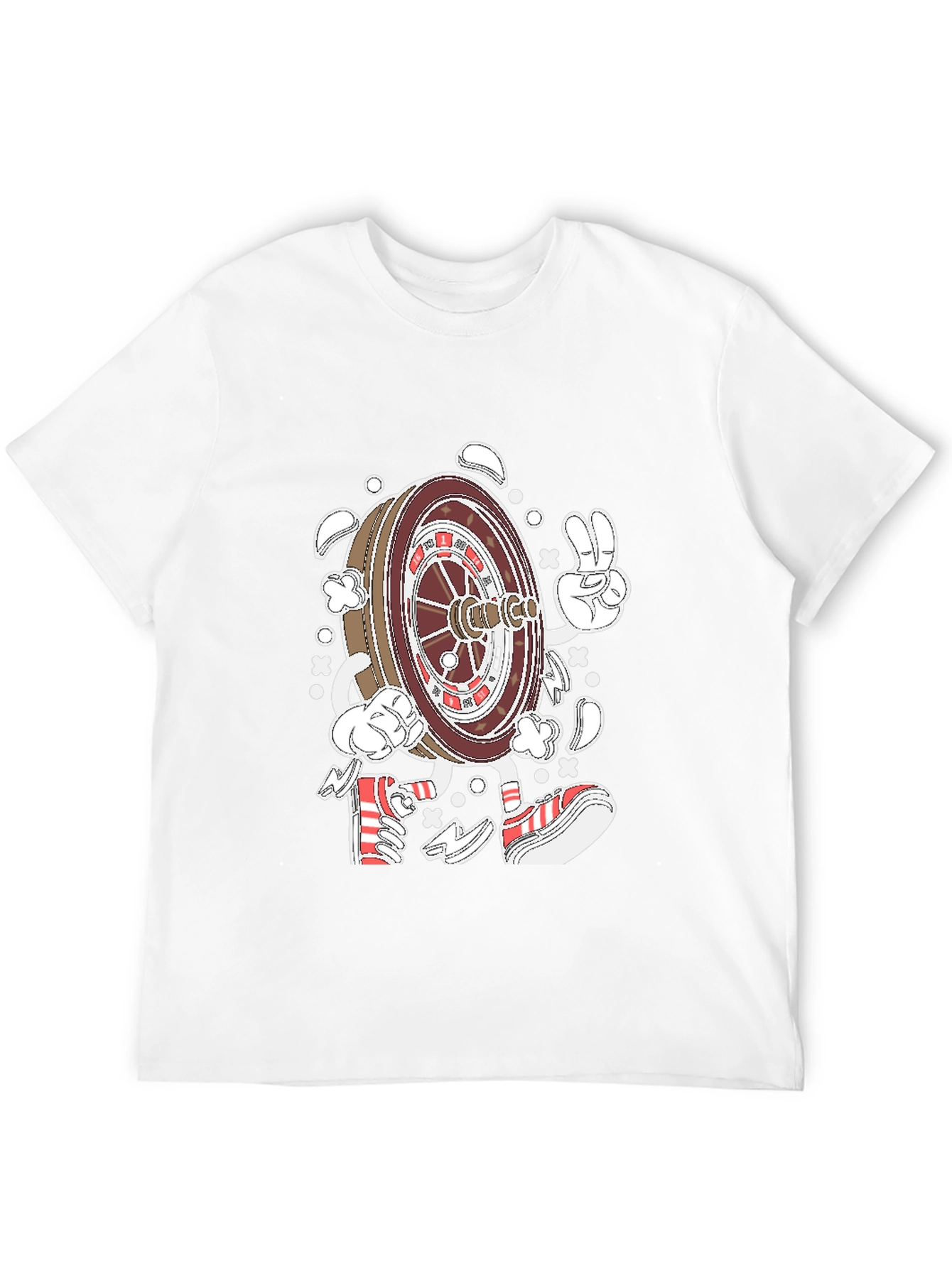 Roulette Wheel Character Graphic Tee - Black Cotton