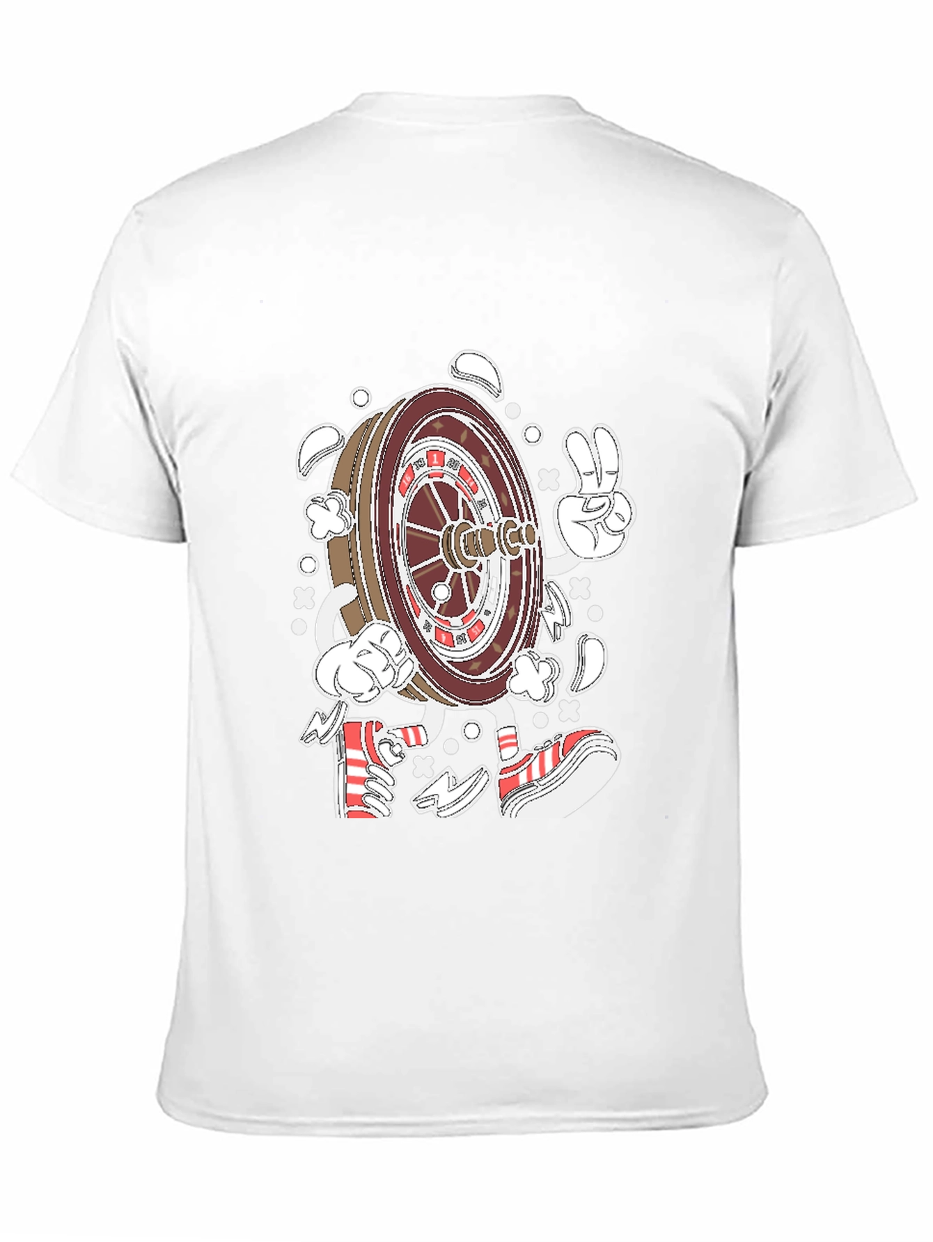 Roulette Wheel Character Graphic Tee - Black Cotton