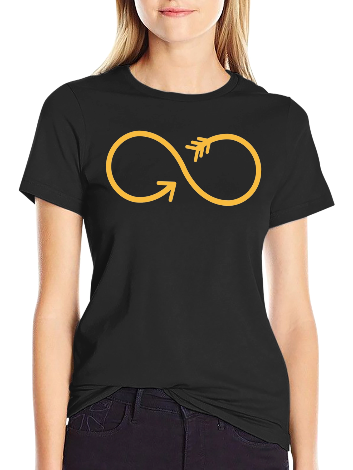 Arrow Infinity Symbol Black Cotton T-Shirt