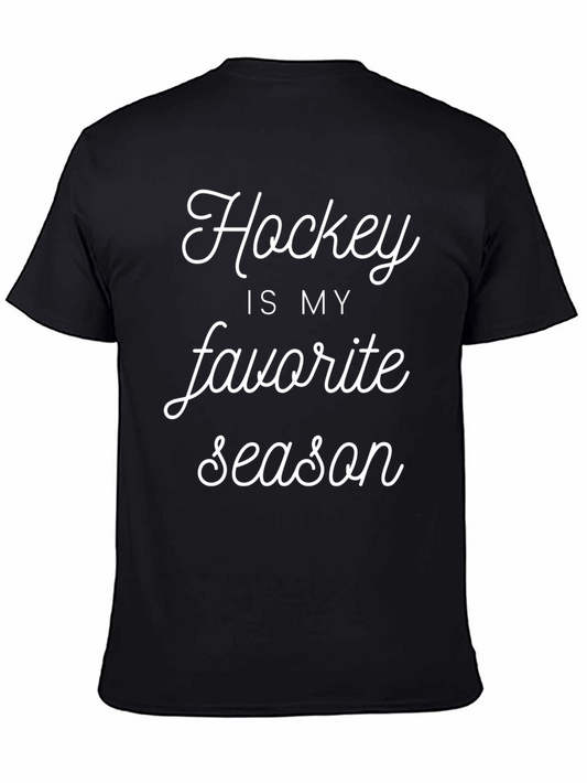 Hockey Is My Favorite Season T-Shirt - Black Cotton Blend