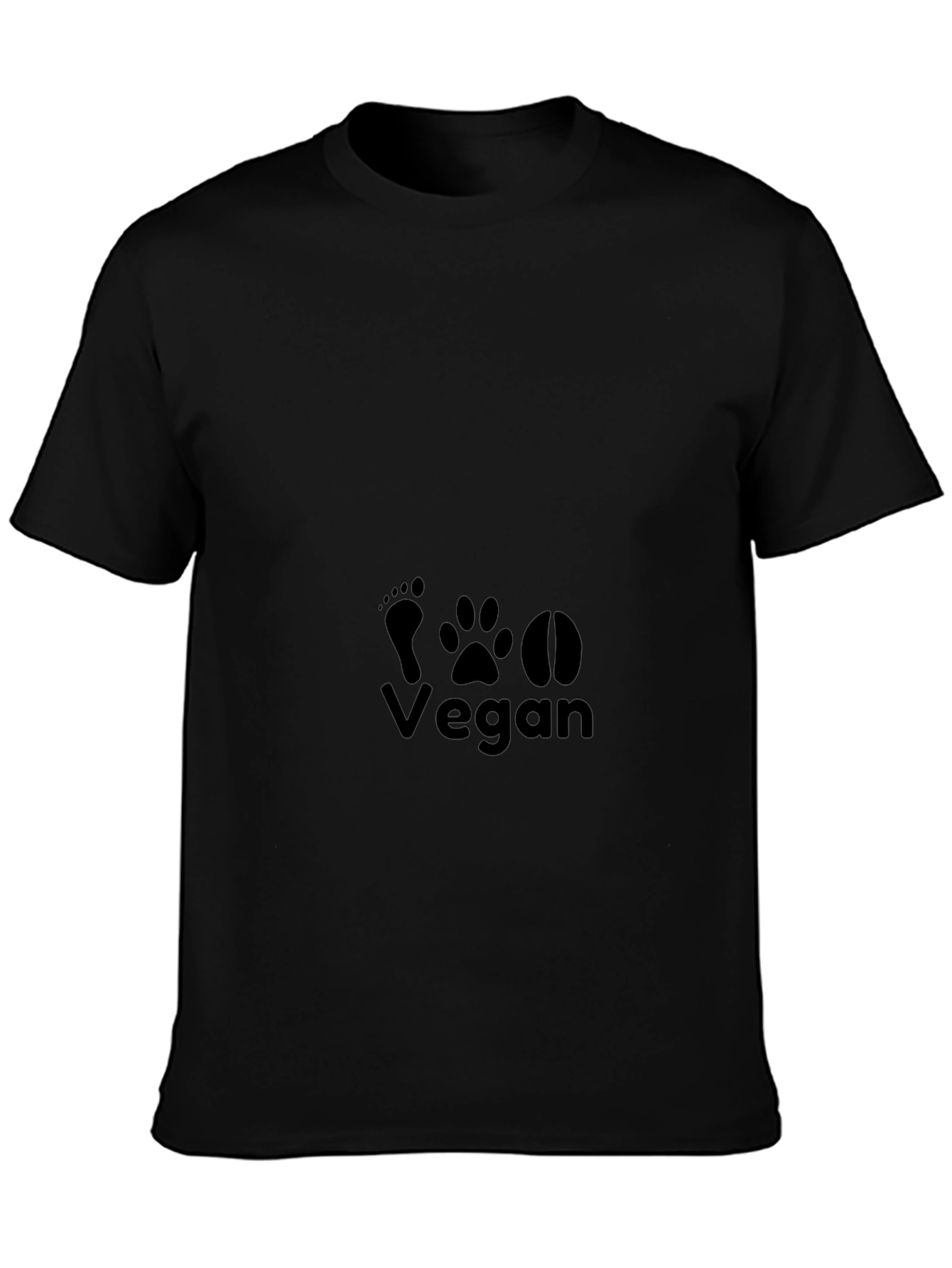 Vegan T-Shirt with Footprint Graphics - Unisex Black Tee