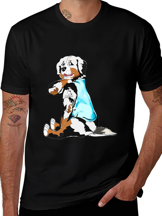 I Love Mom Dog Graphic Black T-Shirt