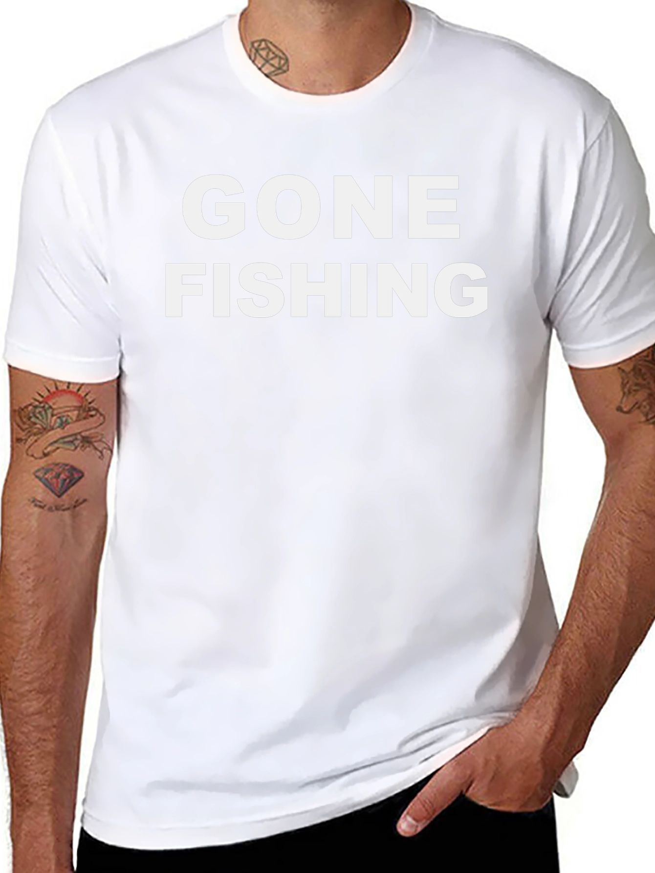 Gone Fishing Black Cotton Graphic Tee