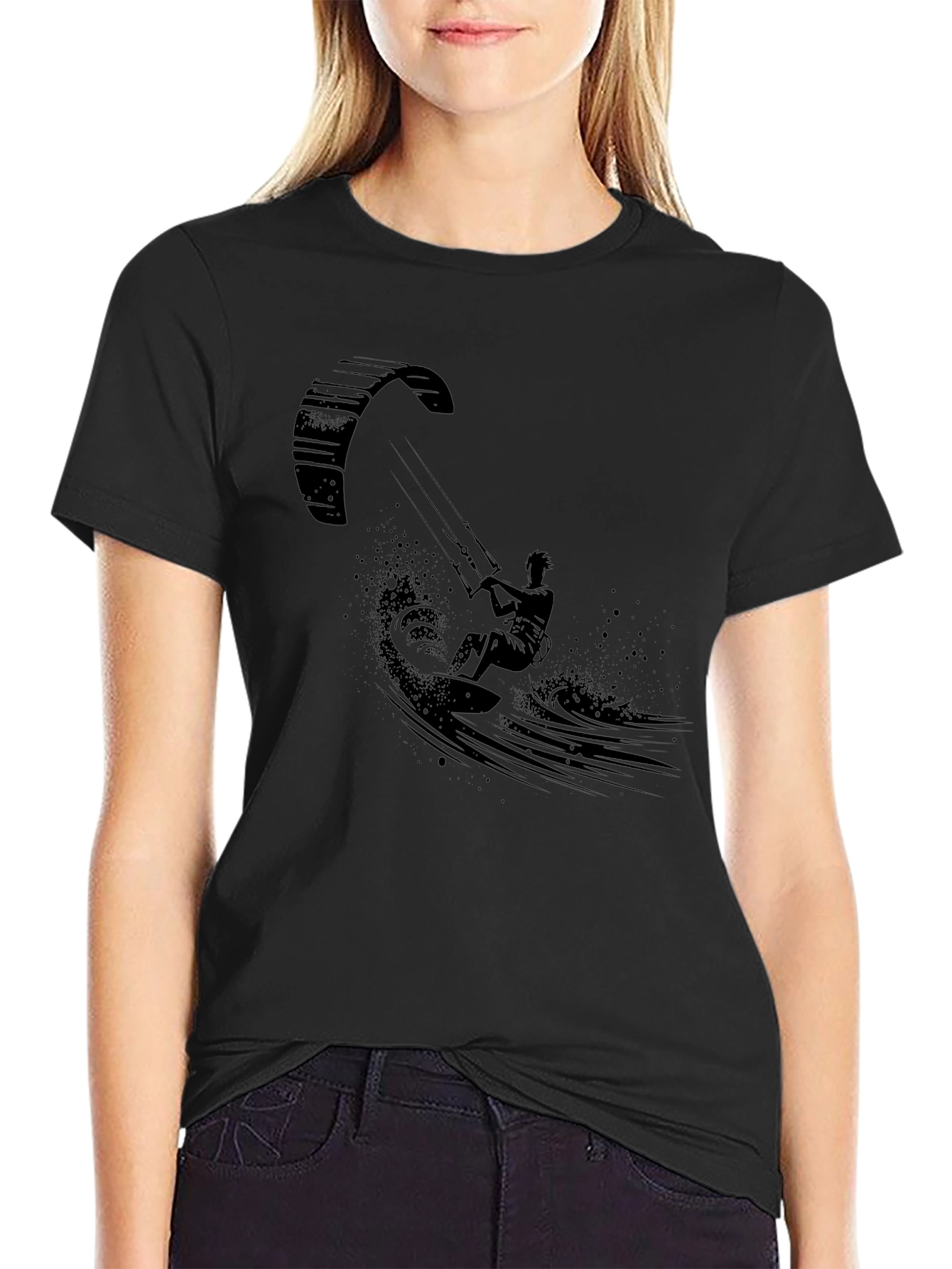 Black Kitesurfer Graphic Tee