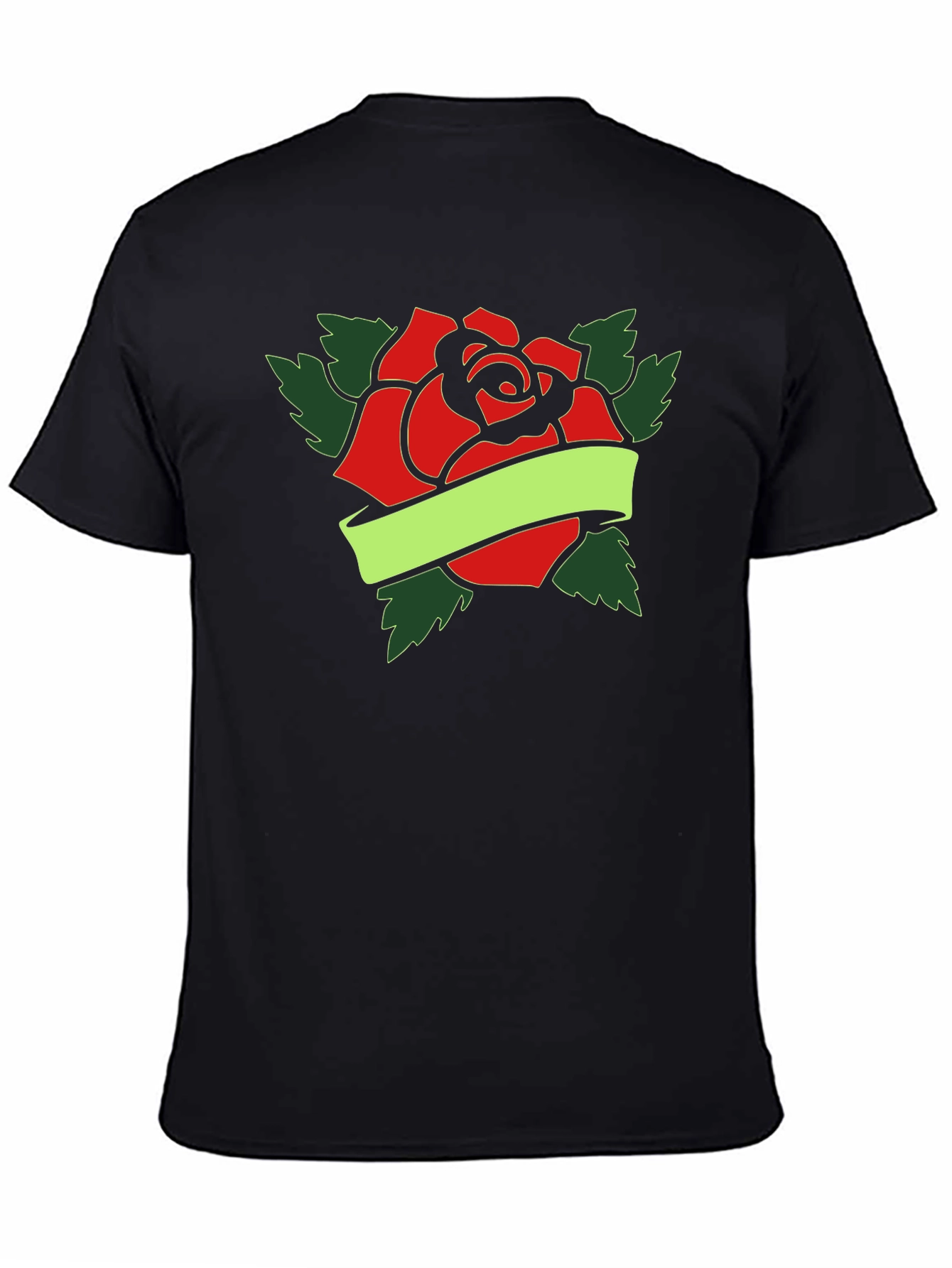 Rose Tattoo Style Graphic Tee - Black