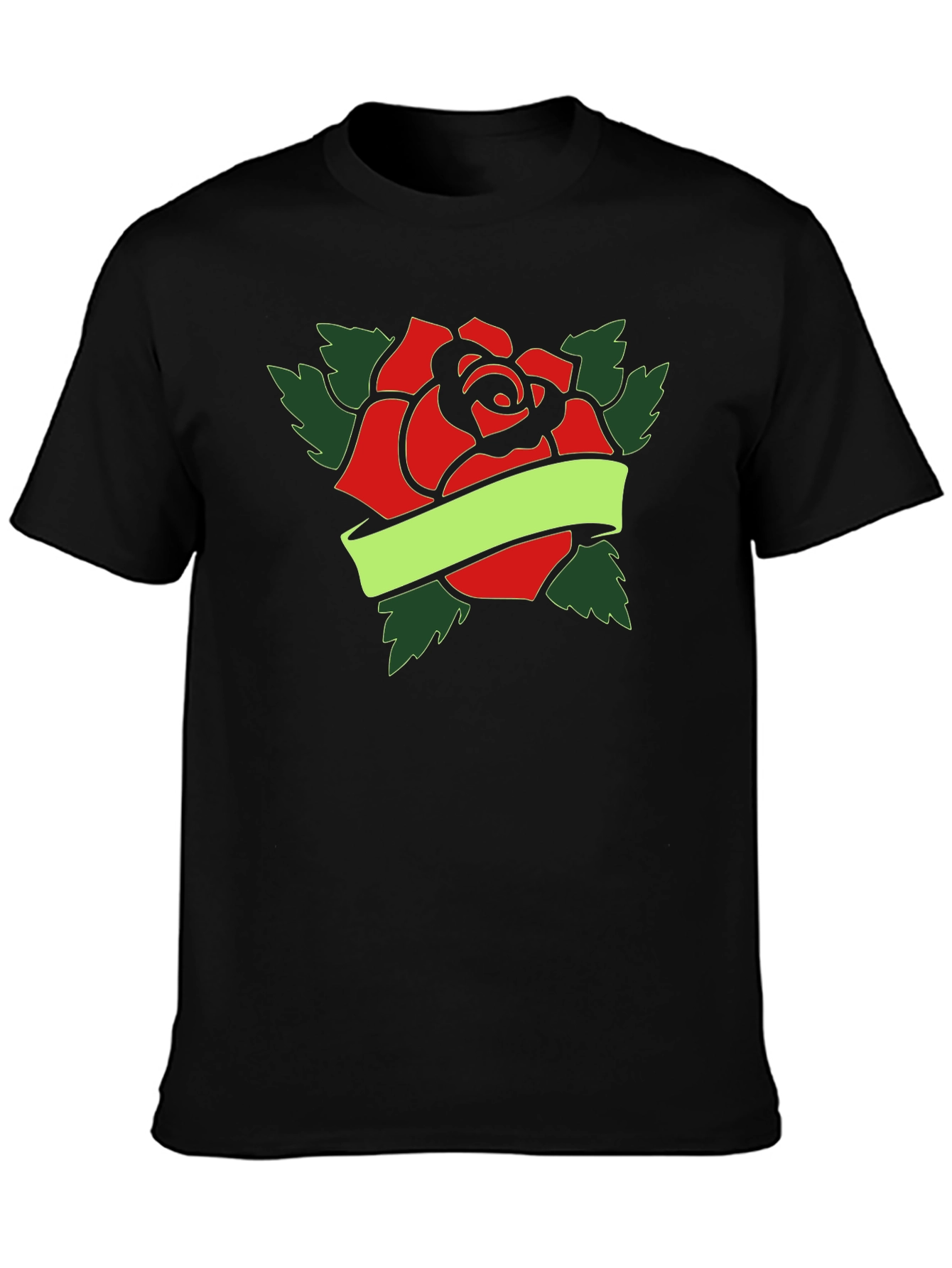Rose Tattoo Style Graphic Tee - Black