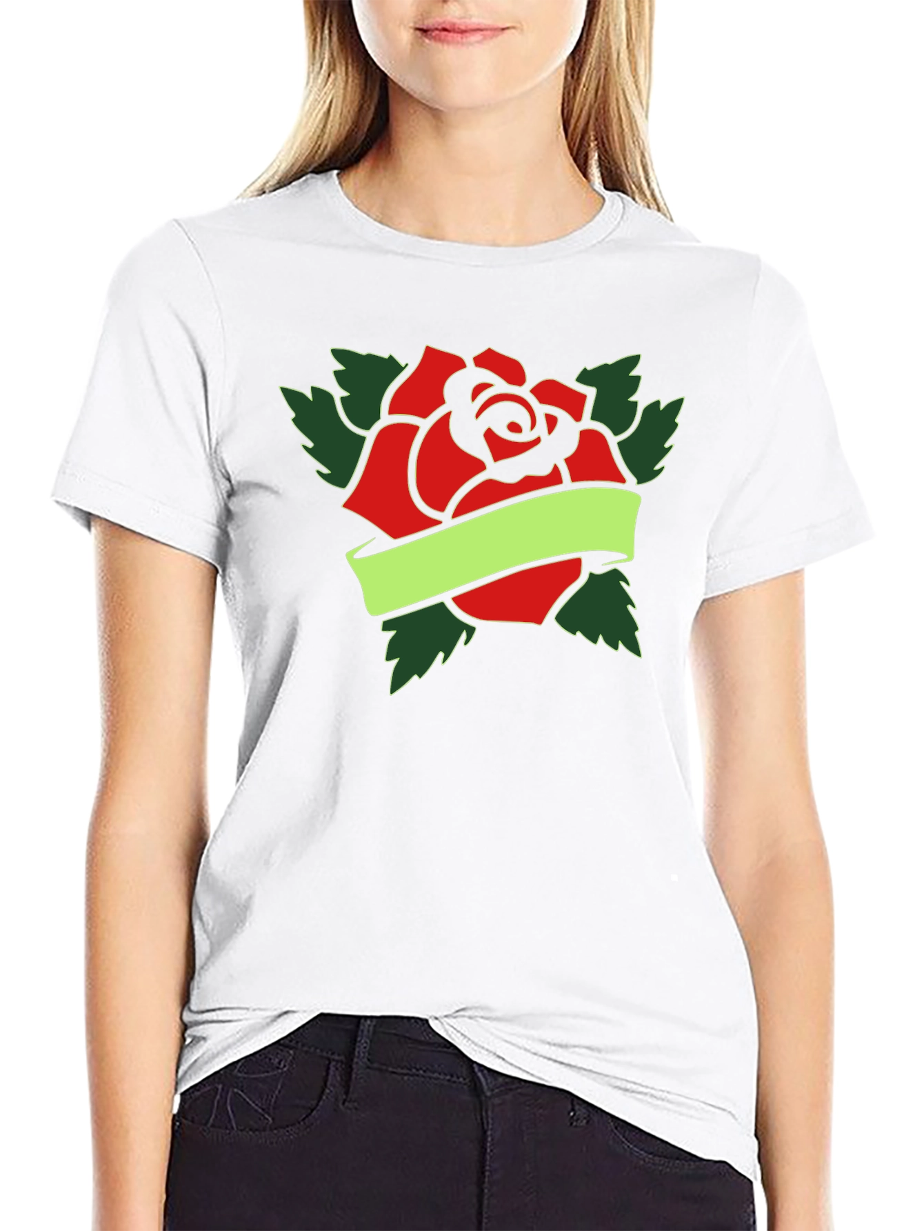 Rose Tattoo Style Graphic Tee - Black