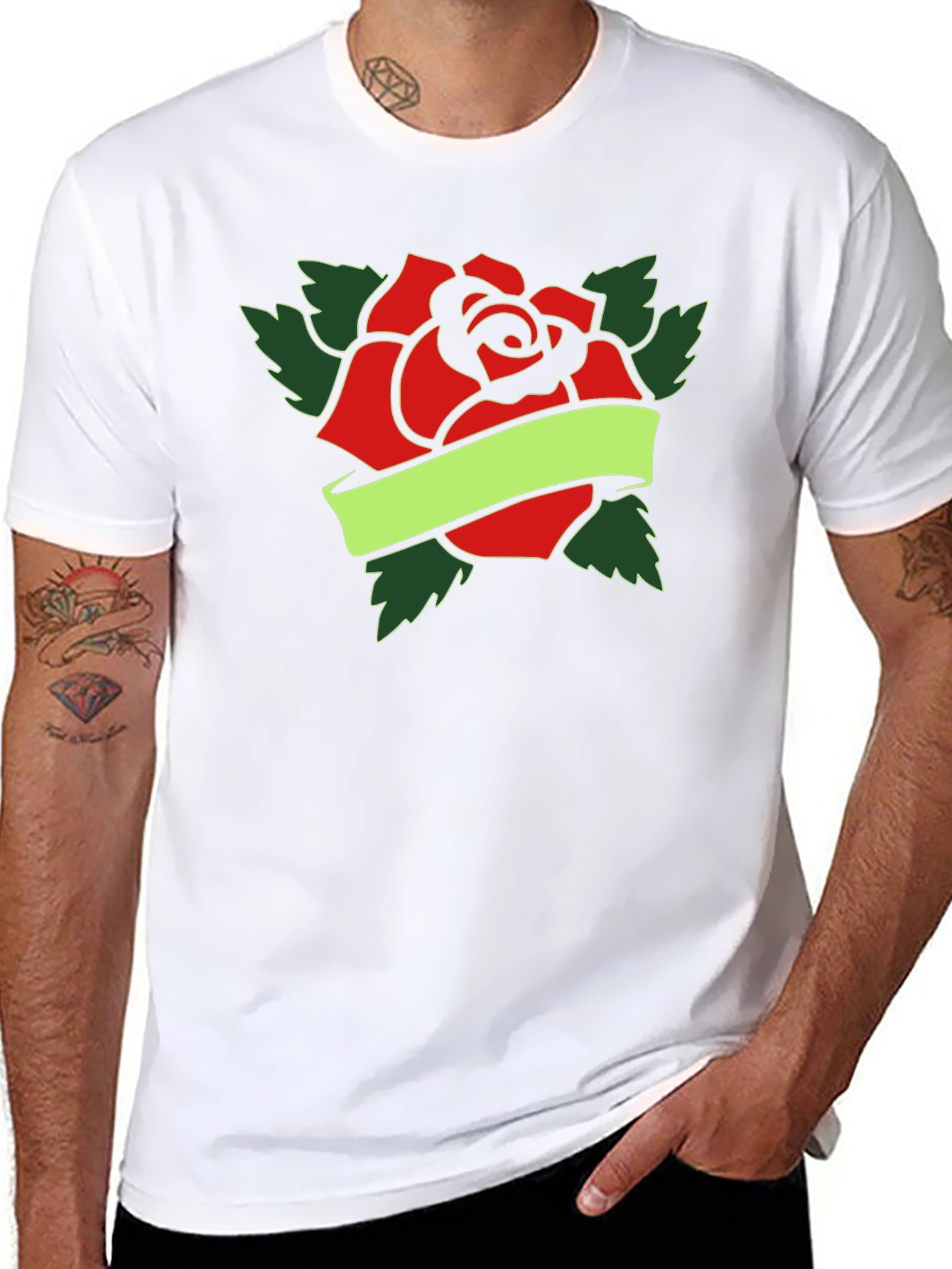 Rose Tattoo Style Graphic Tee - Black