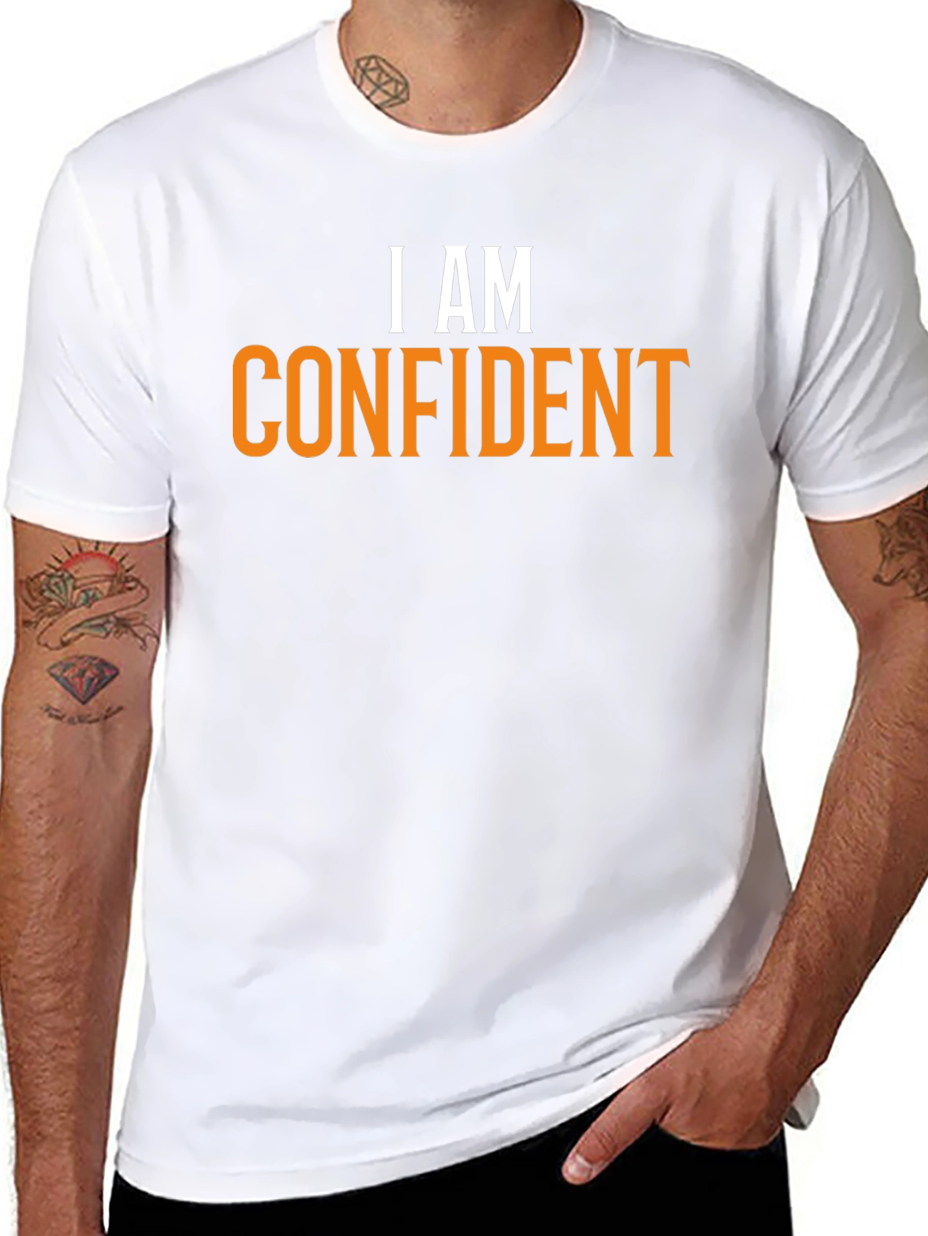 Confident Statement Tee - Black Cotton Crew Neck