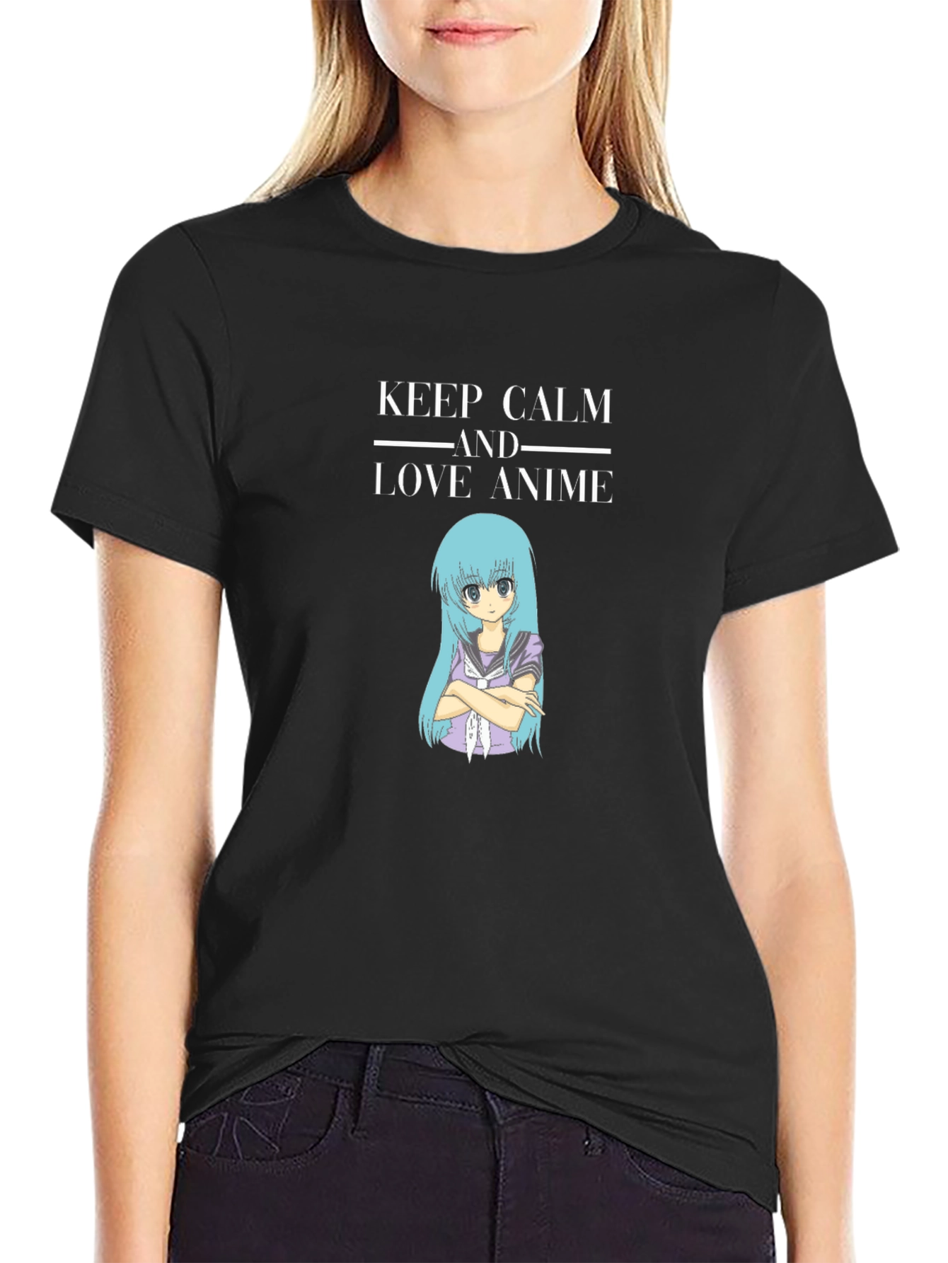Keep Calm Anime Black T-Shirt