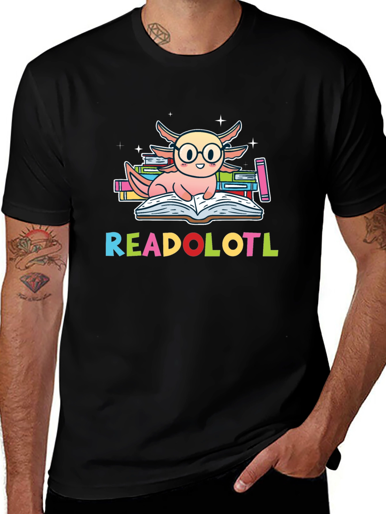 Readolotl Axolotl Reading Book T-Shirt
