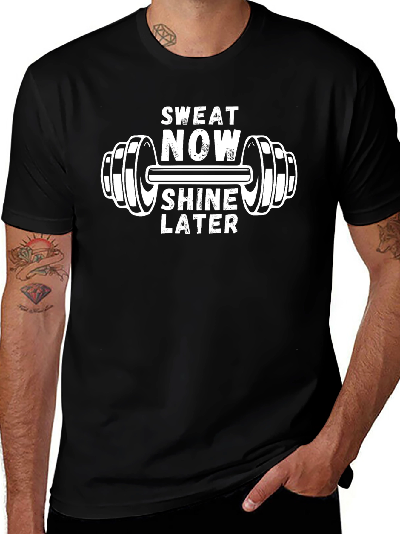 Sweat Now Shine Later Graphic T-Shirt - Gym Motivation