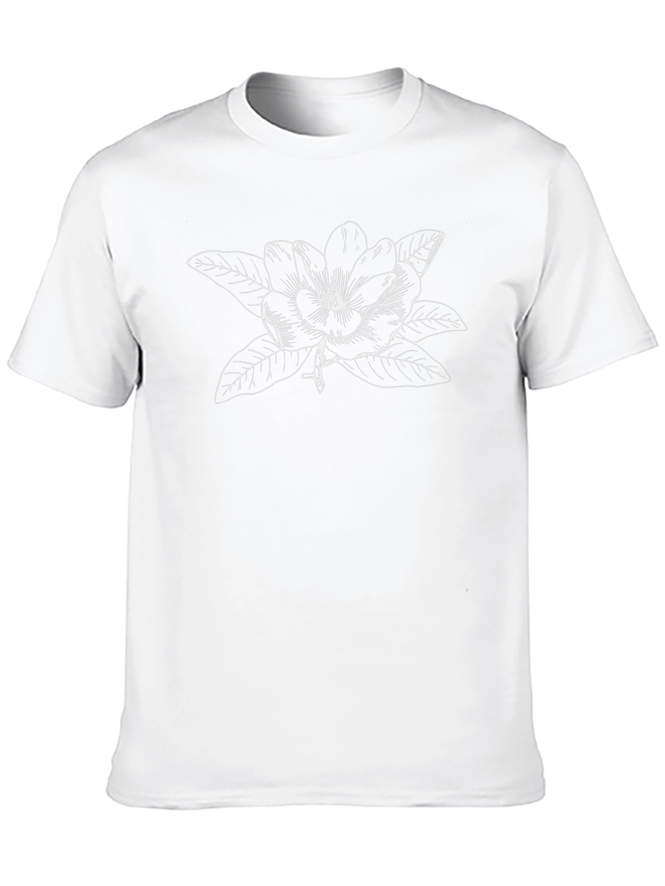 Black T-Shirt with Magnolia Flower Graphic