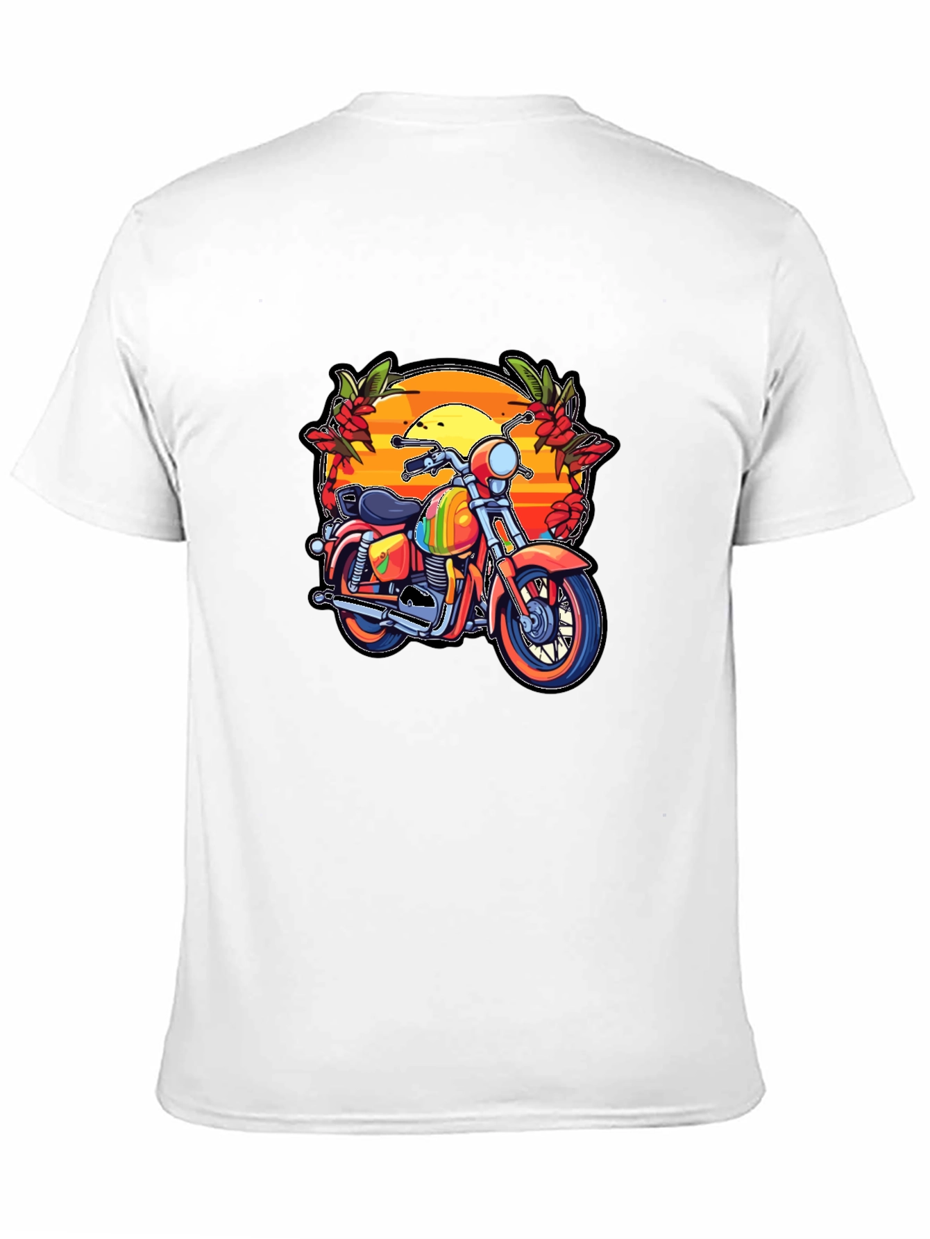 Motorcycle Sunset Graphic Tee - Retro Biker Style