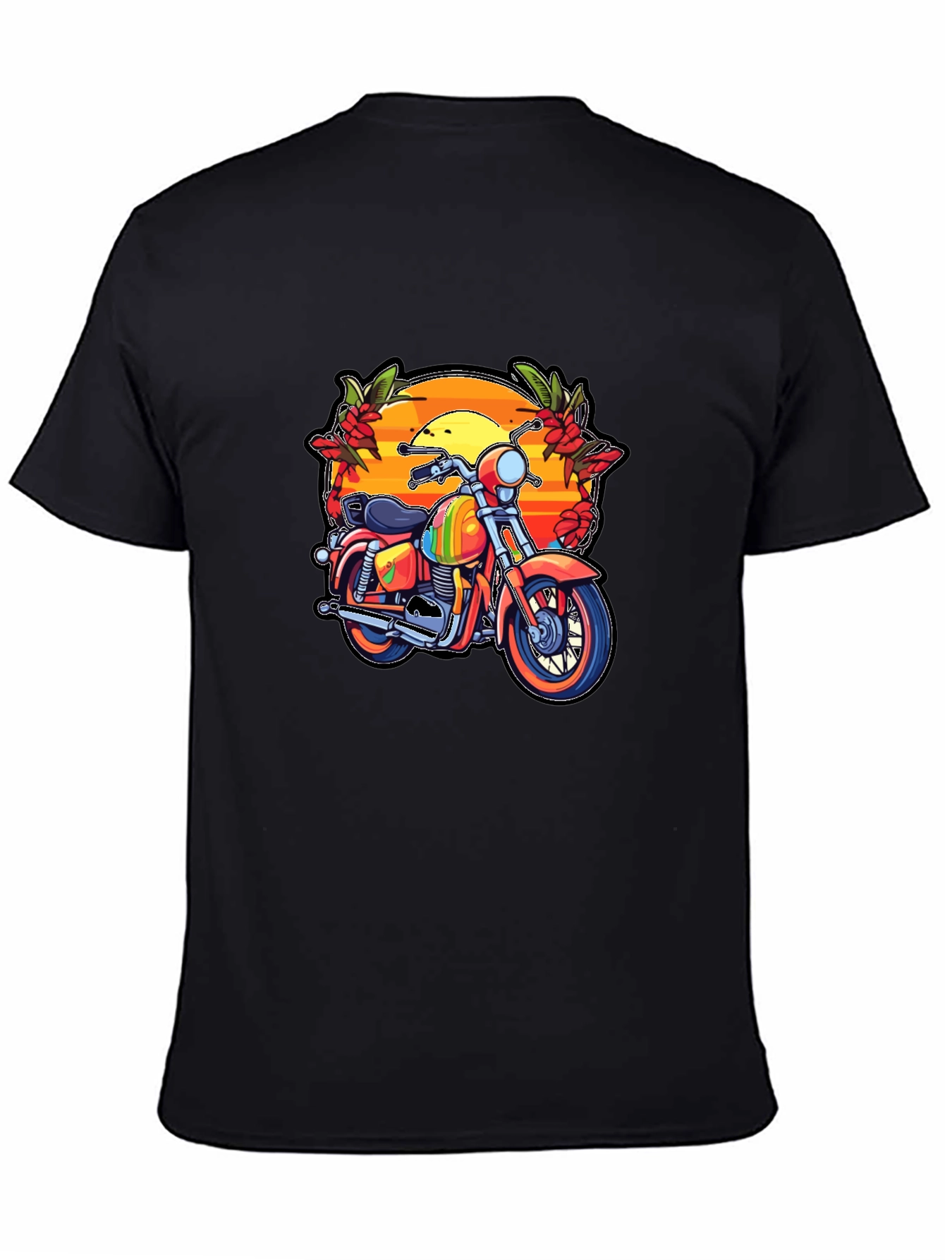 Motorcycle Sunset Graphic Tee - Retro Biker Style