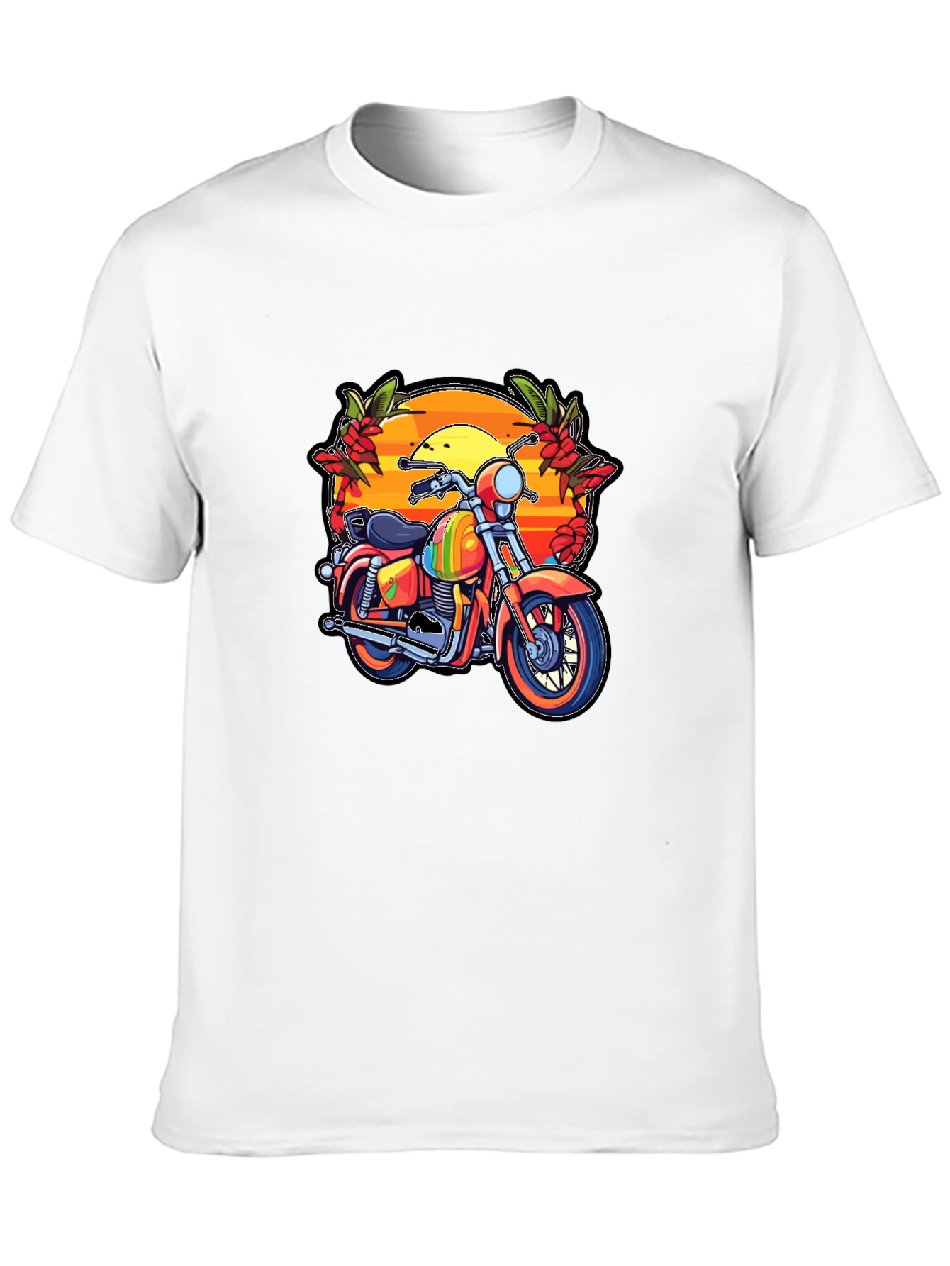 Motorcycle Sunset Graphic Tee - Retro Biker Style