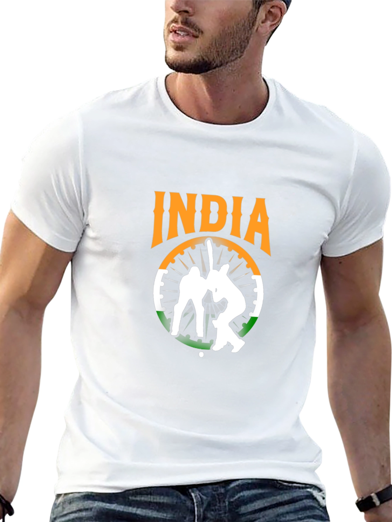 India Cricket Graphic Tee - Black Cotton T-Shirt
