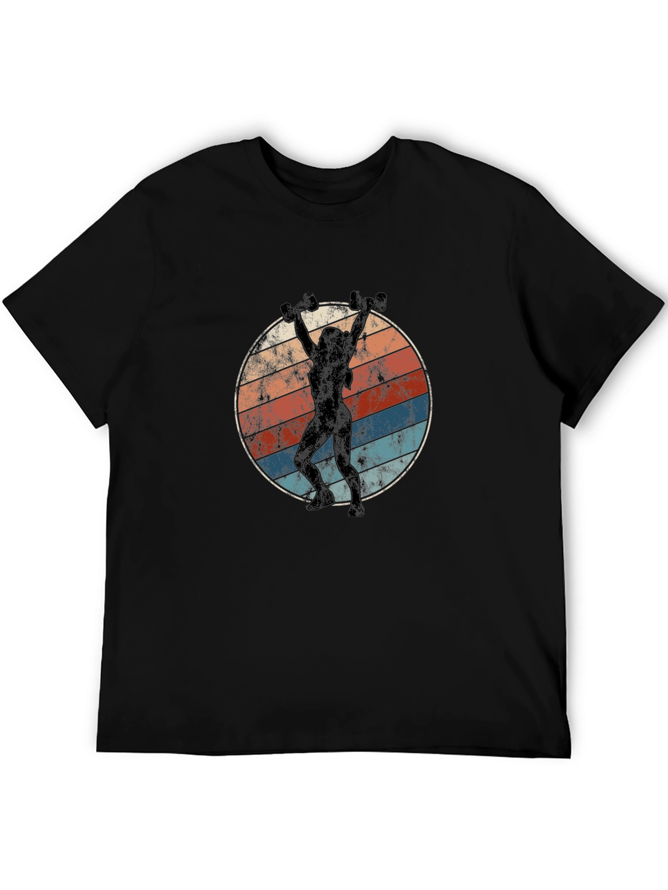 Retro Sunset Fitness T-Shirt - Black