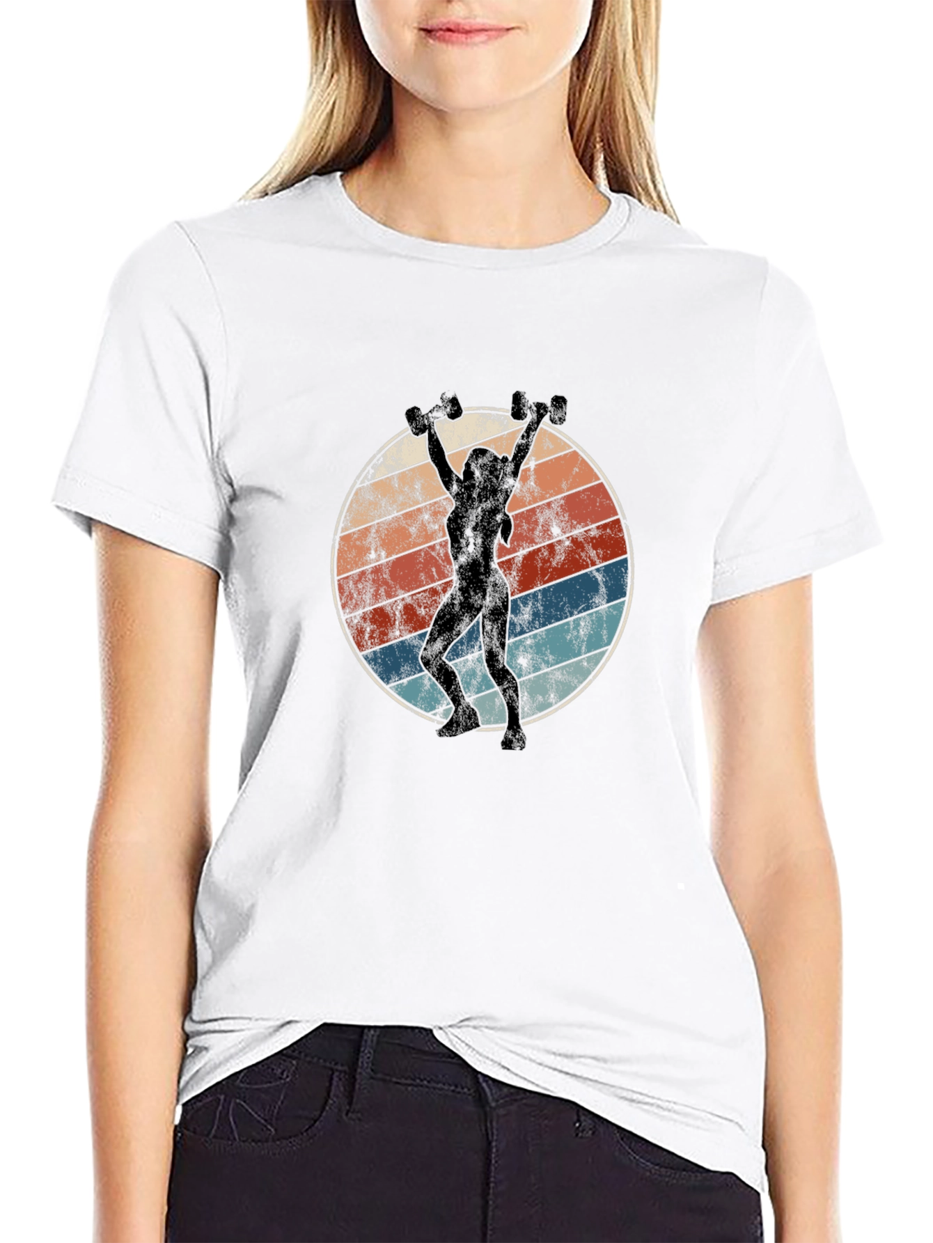 Retro Sunset Fitness T-Shirt - Black