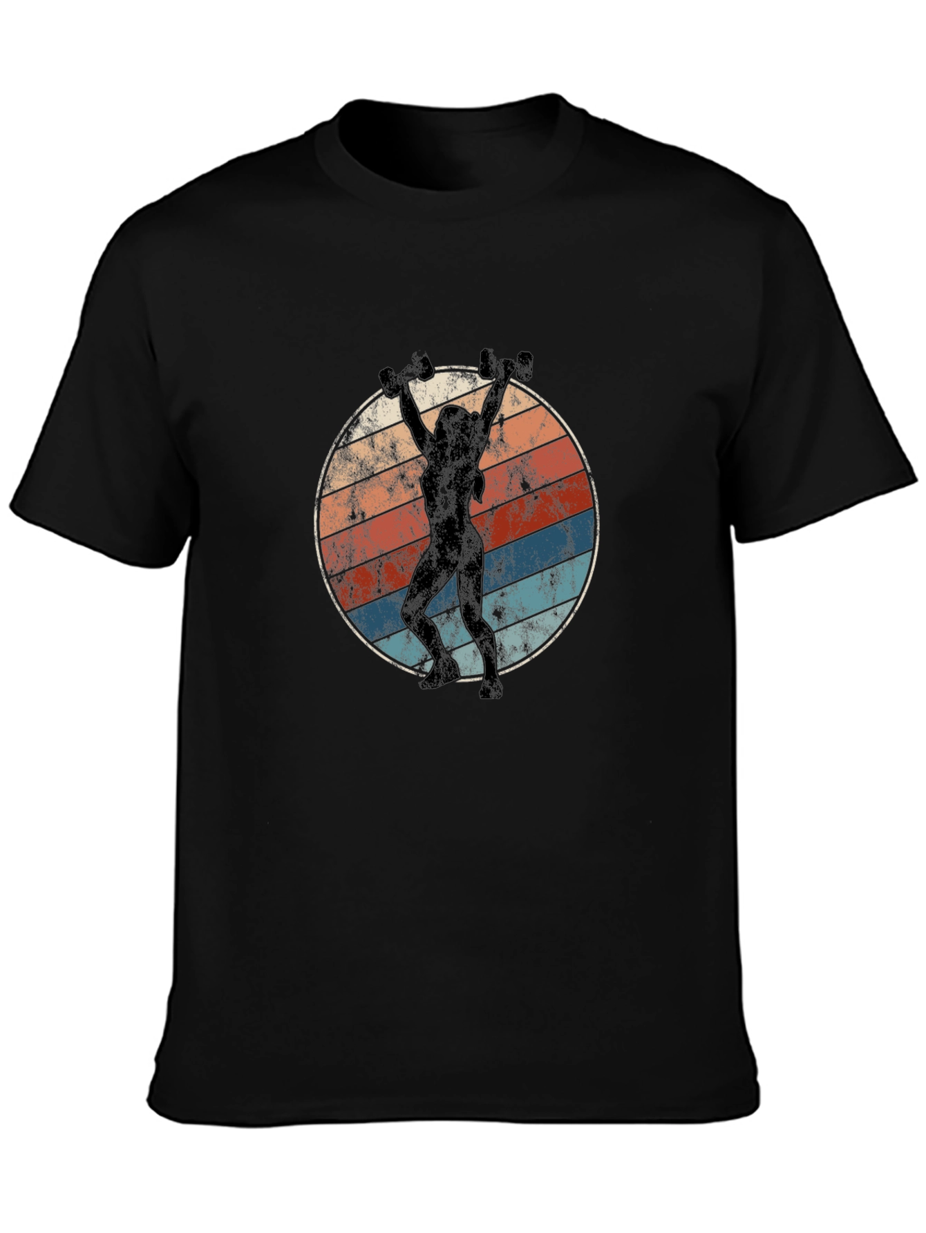 Retro Sunset Fitness T-Shirt - Black