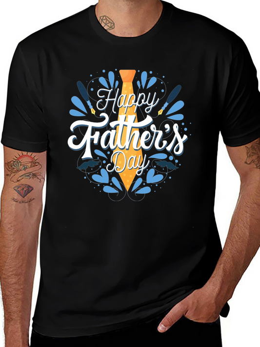Happy Fathers Day Graphic Tee - Black Cotton T-Shirt